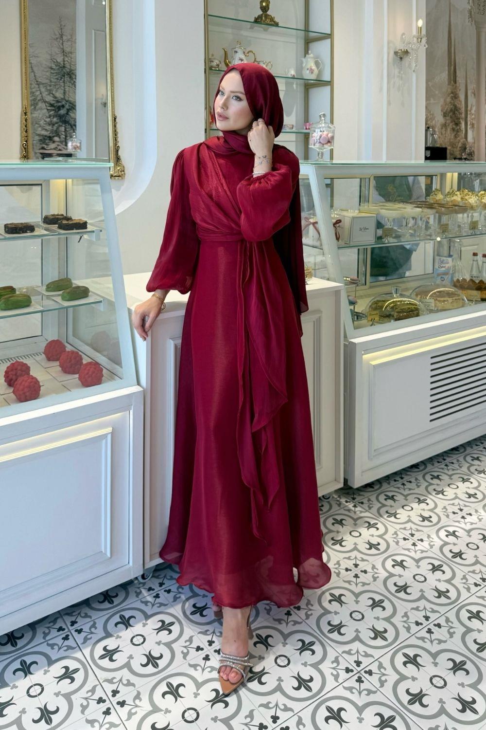 Pırıl Bağlamalı Abiye Bordo 6219 