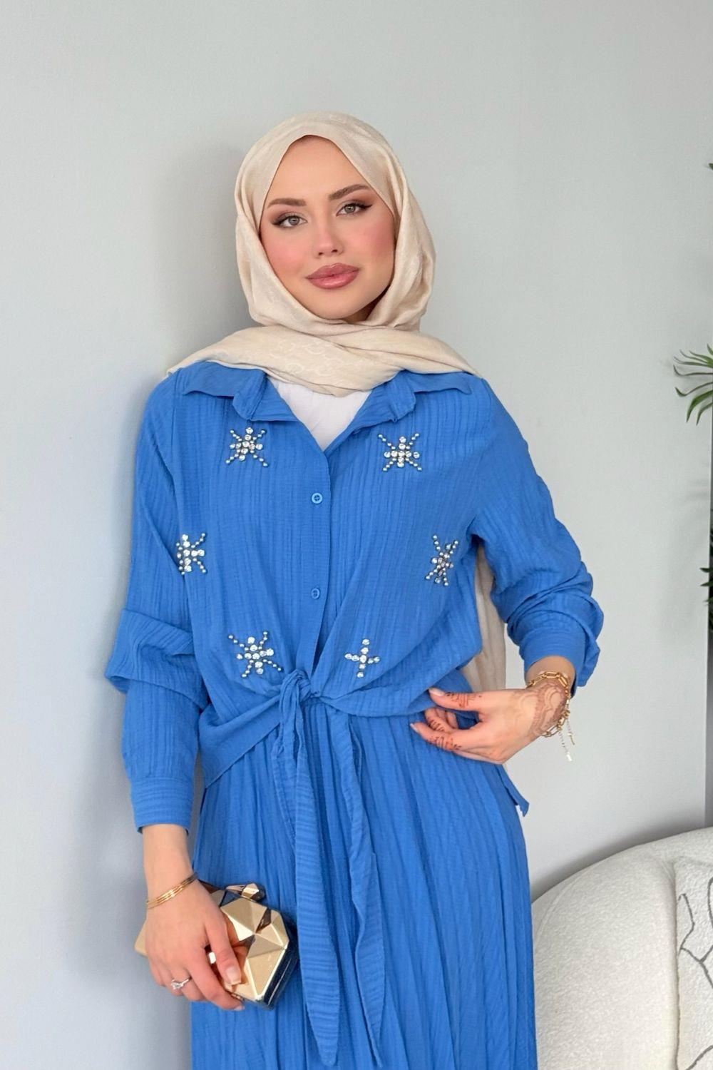Yıldız Etekli Takım Bebe Mavisi 6309 