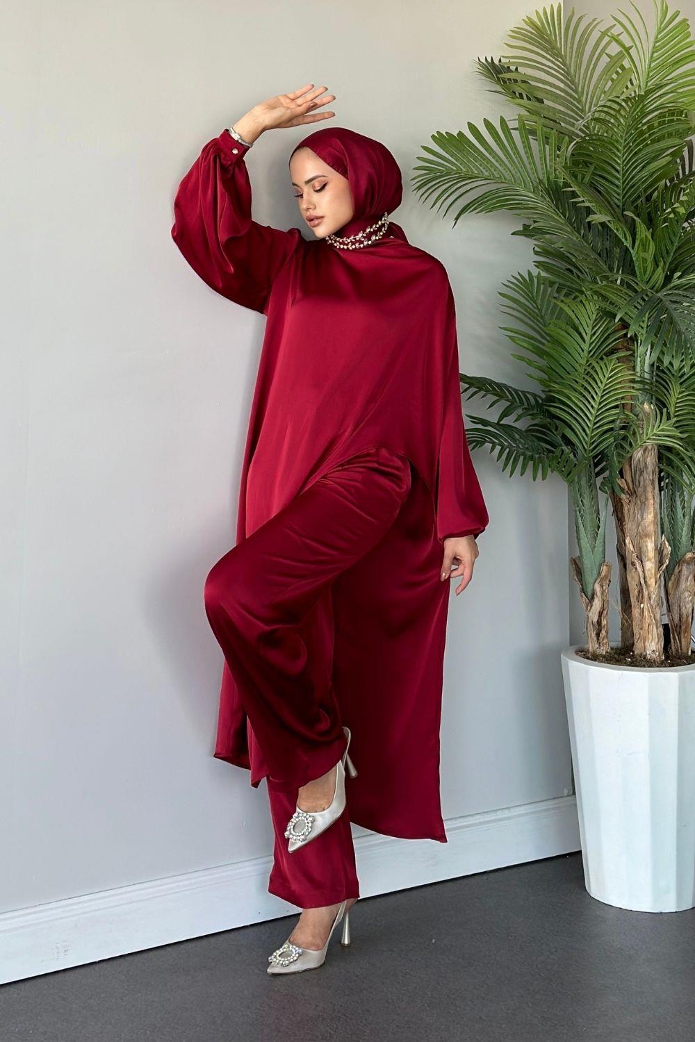 Obses Pantolon Takım Bordo 6788 