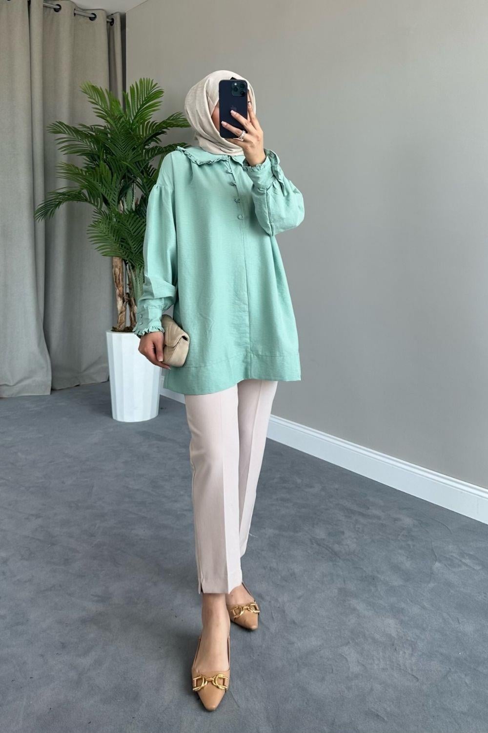 تونيك بياقة الطفل نعناع