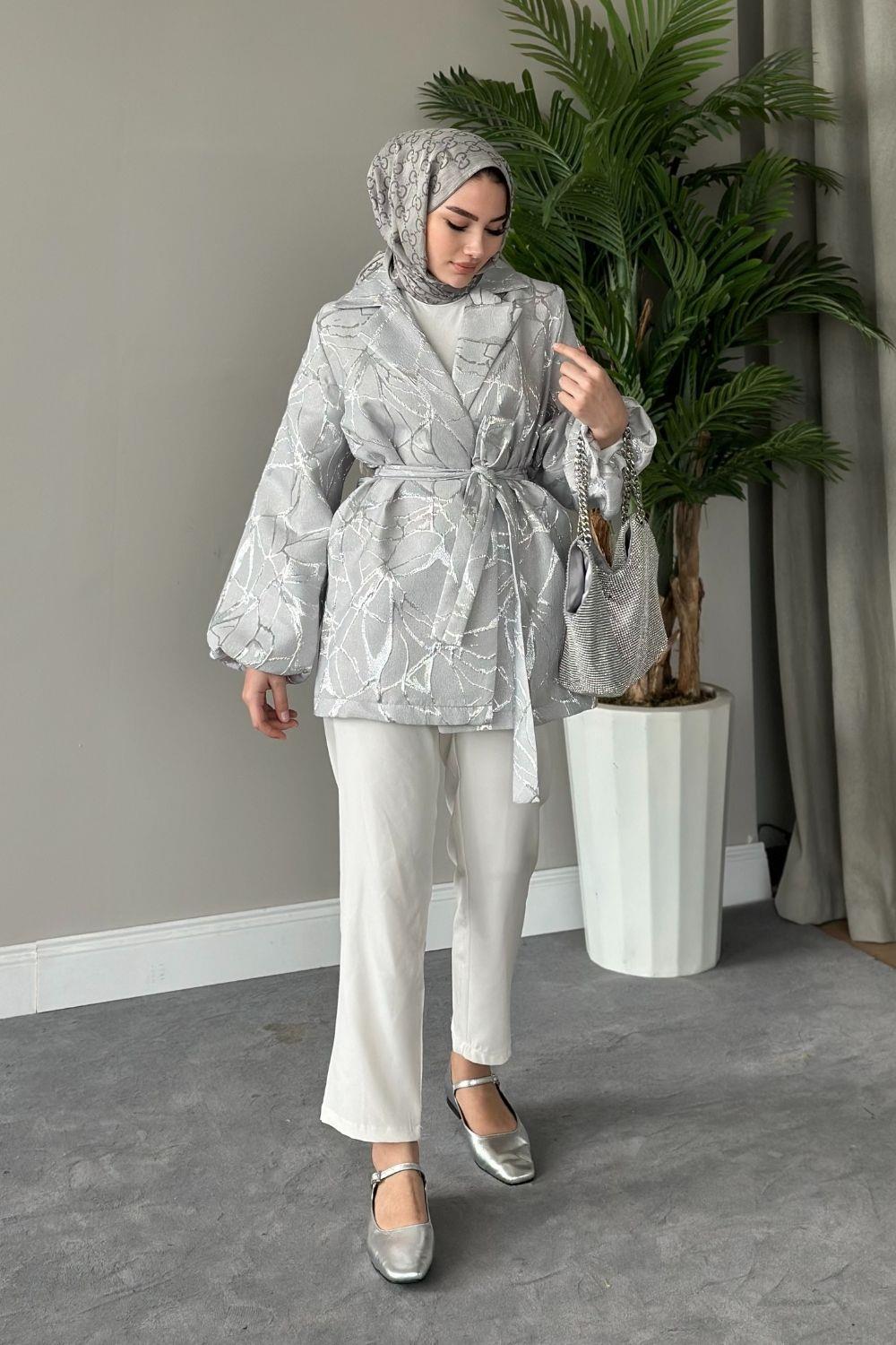 Jakar Simli Ceket Gri 7000 