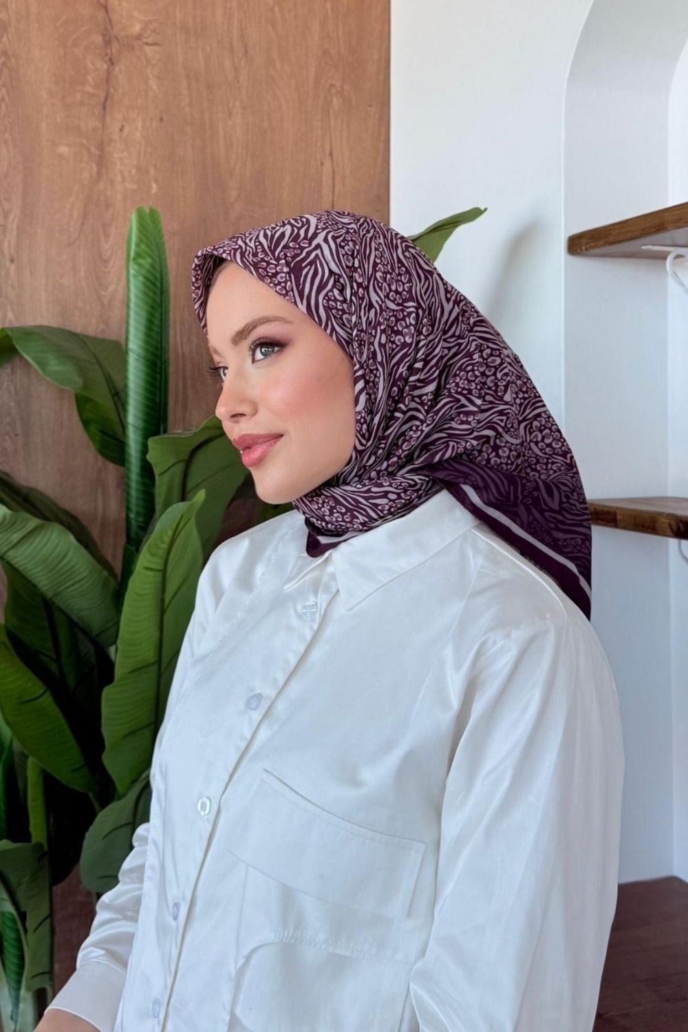 Dalga Crash Soft Eşarp Mürdüm 80222 