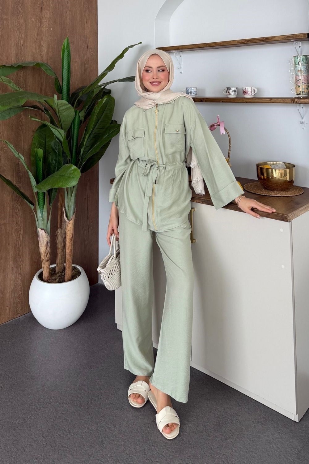Sual Keten Fermuarlı Takım Mint 8034 