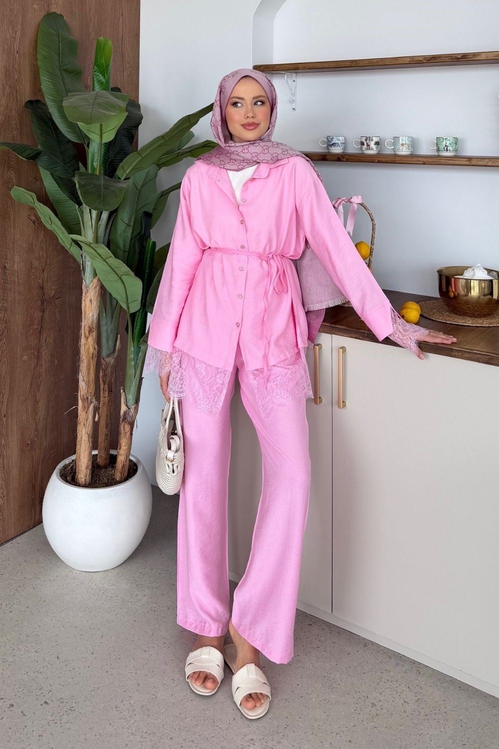 Firuze Dantel Takım Pembe 8041 