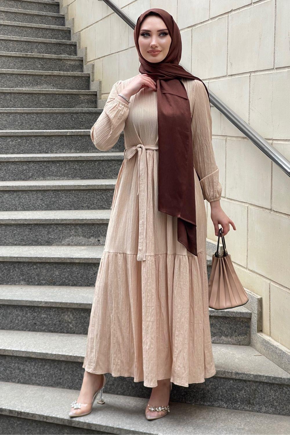 فستان ماكسي مخطط ذاتيًا جملي