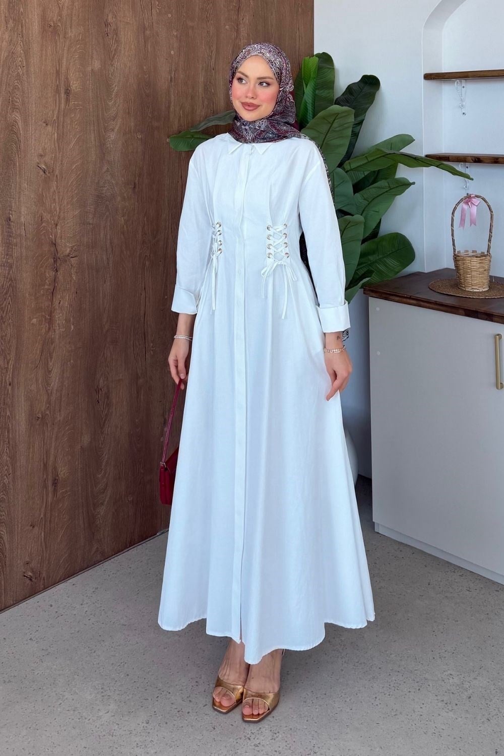 Estella Kuşgözlü Elbise Beyaz 8053 