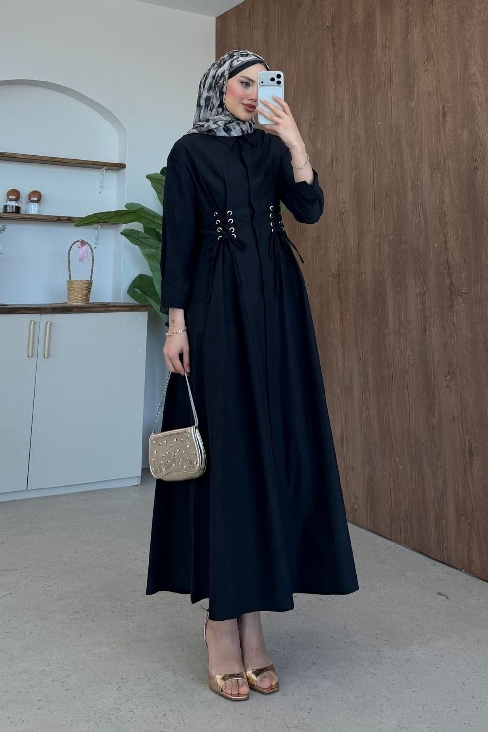 Estella Kuşgözlü Elbise Siyah 8053 