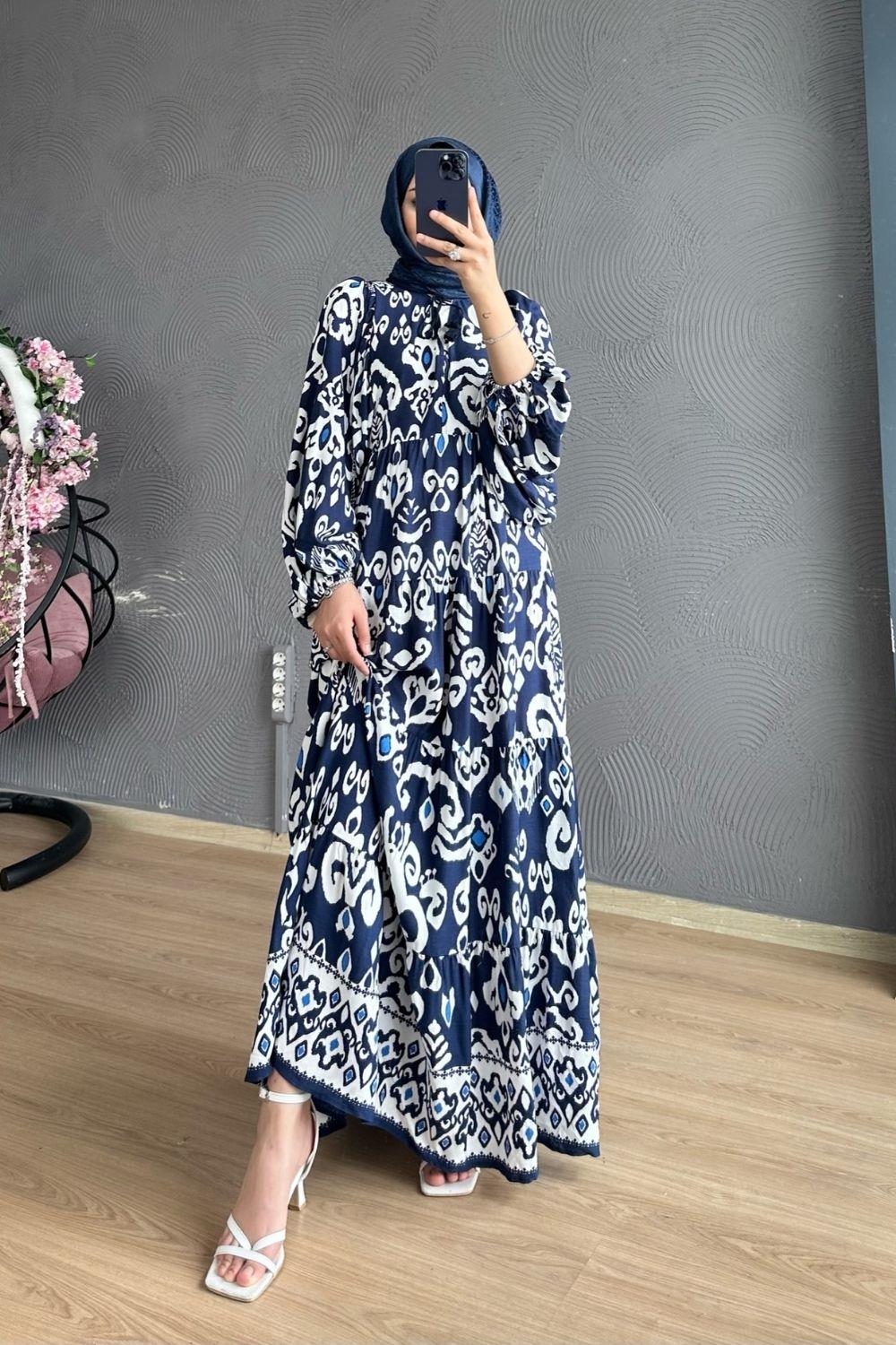 Papatya Elbise Lacivert 8360 
