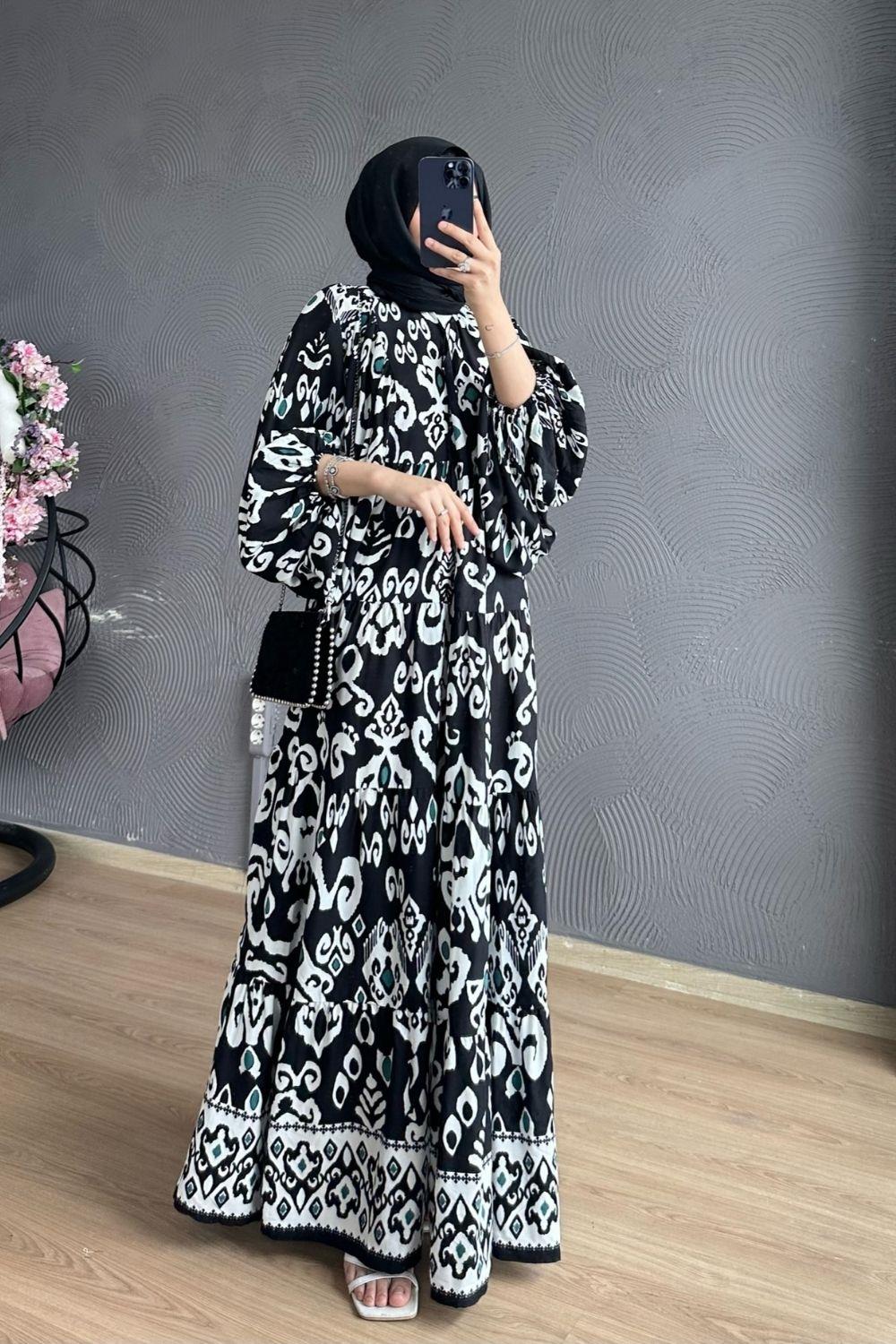 Papatya Elbise Siyah 8360 