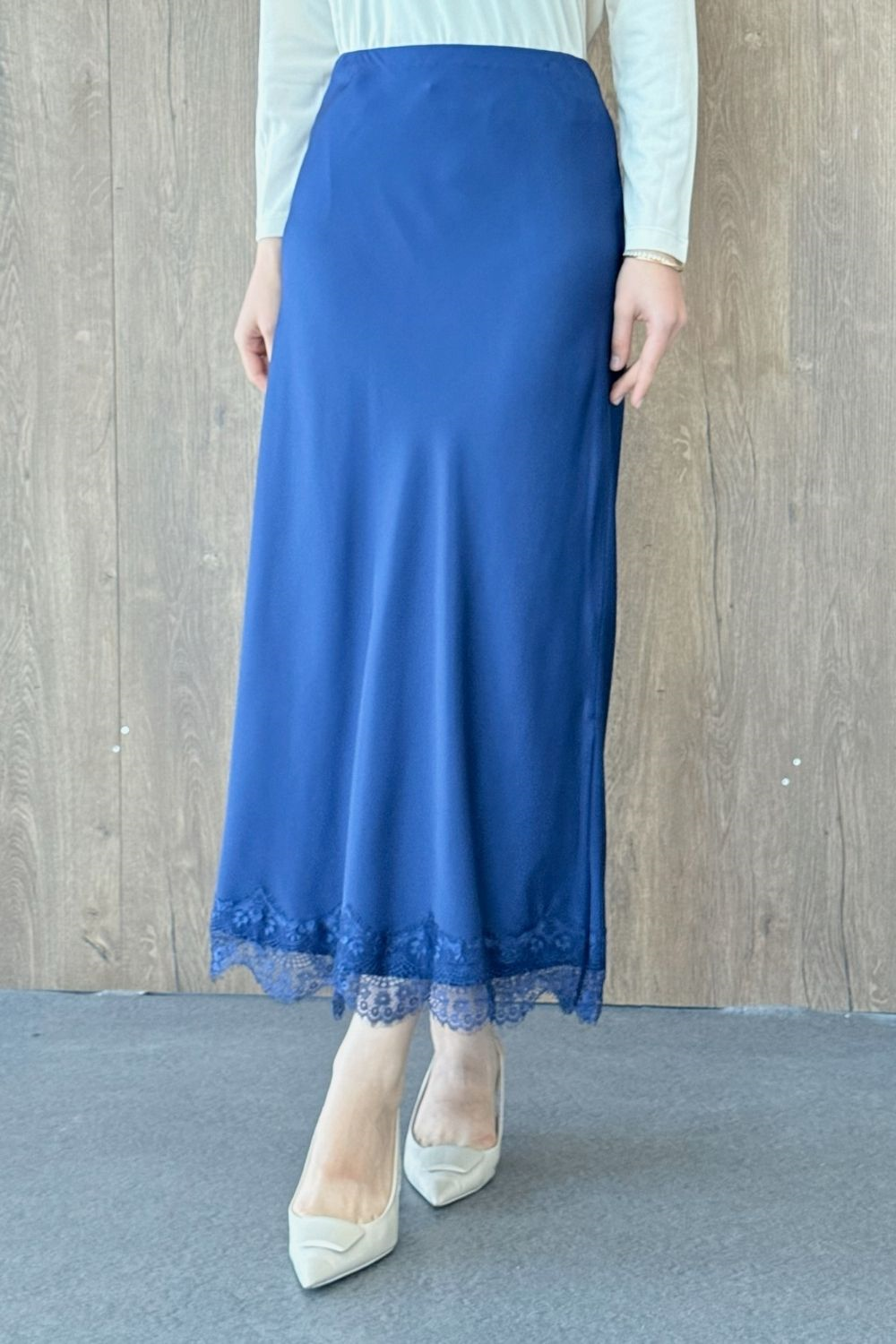 Fistolu Saten Etek Lacivert 8439 