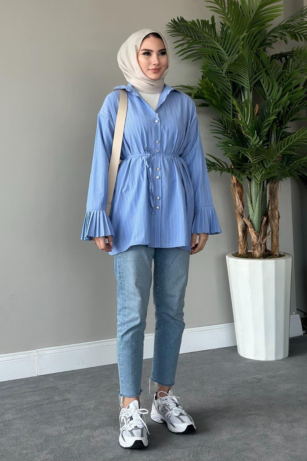Julya Gömlek Mavi 8543 