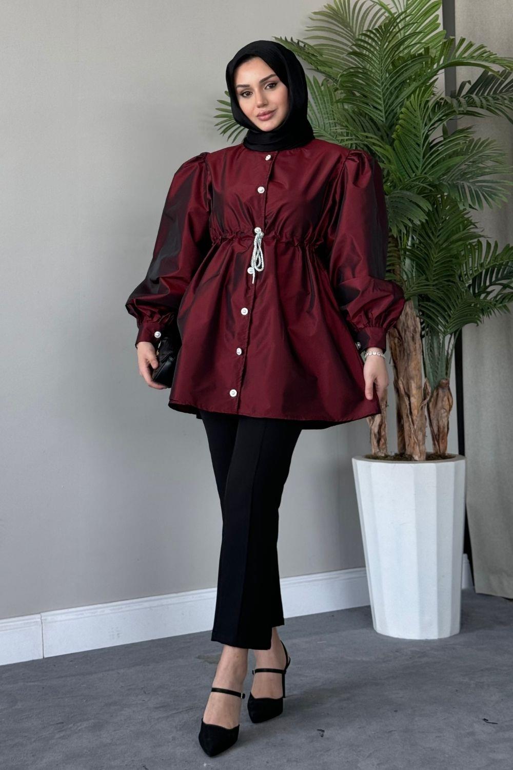 Mihrimah Taşlı Ceket Bordo 8579 