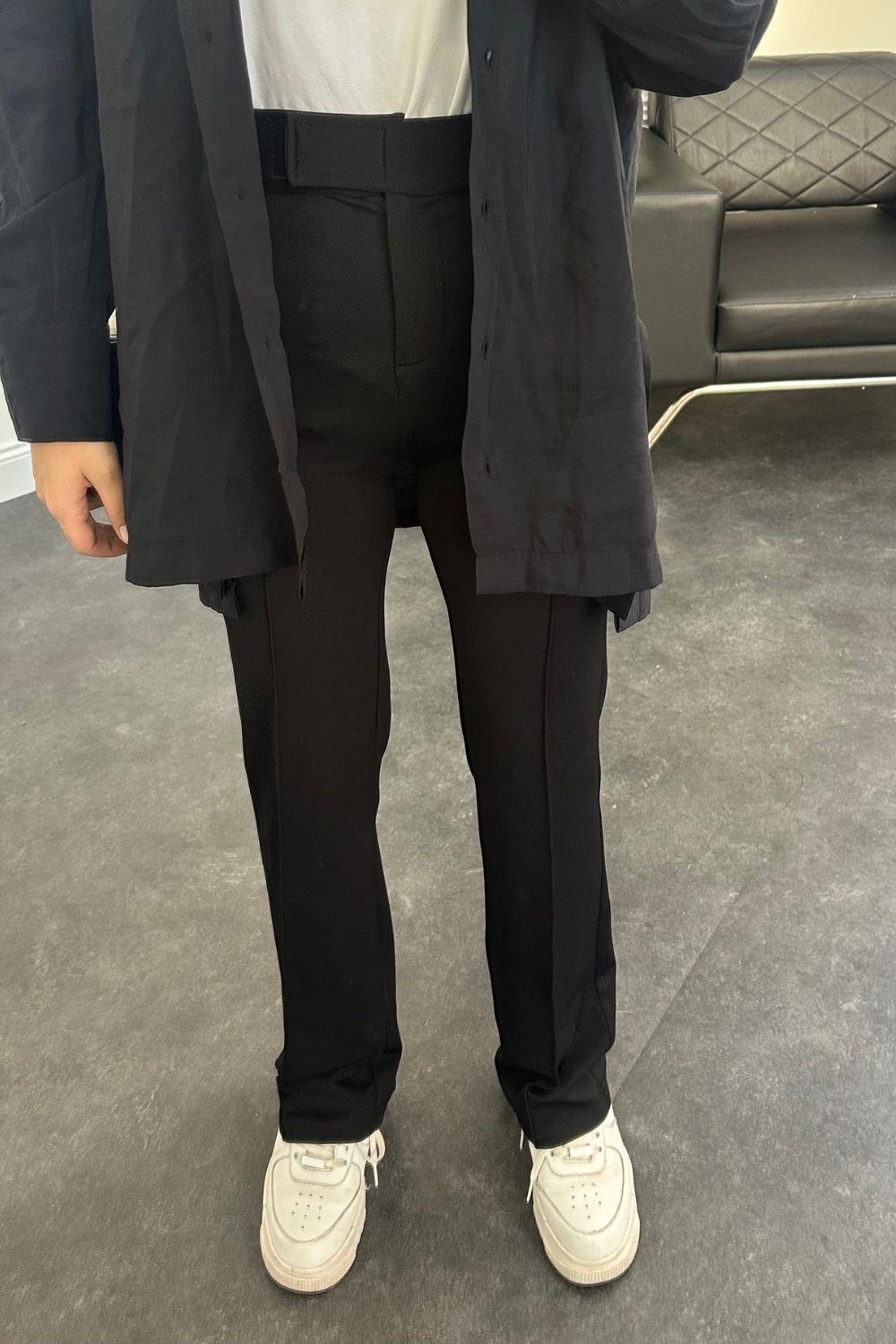 Çırtlı Pantolon Siyah 8666 