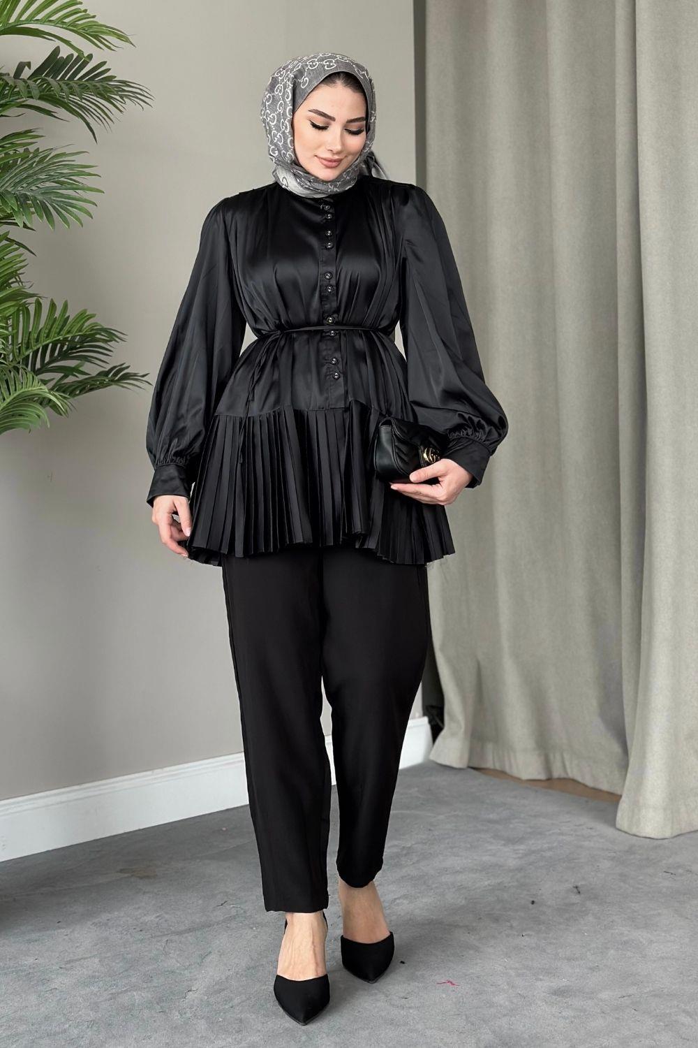 Milano Piliseli Gömlek Siyah 8676 