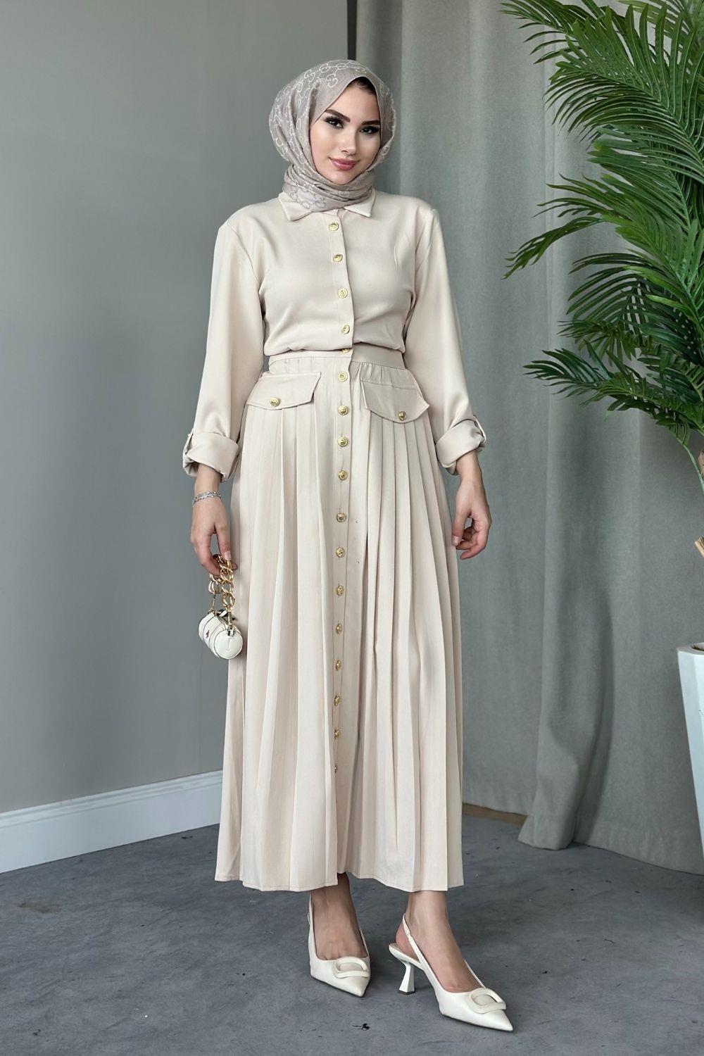 Sera Elbise Bej 8696 