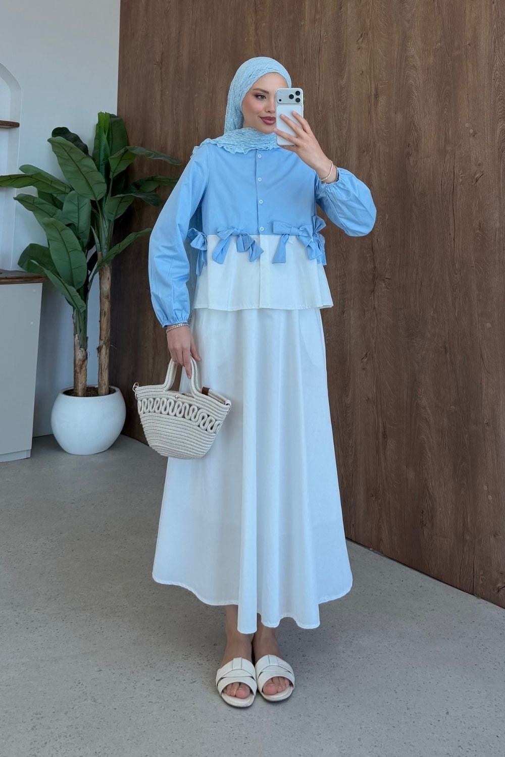 Kurdele Etekli Takım Bebe Mavisi 90163 