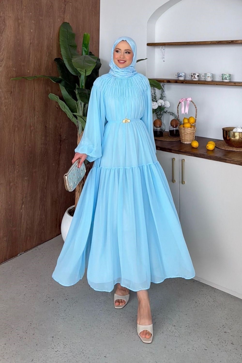 Nilüfer Şifon Elbise Bebe Mavisi 91080 