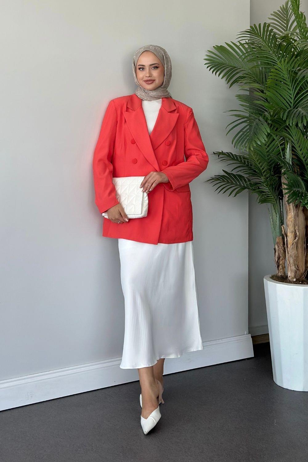 Vatkalı Blazer Ceket Turuncu 93050 