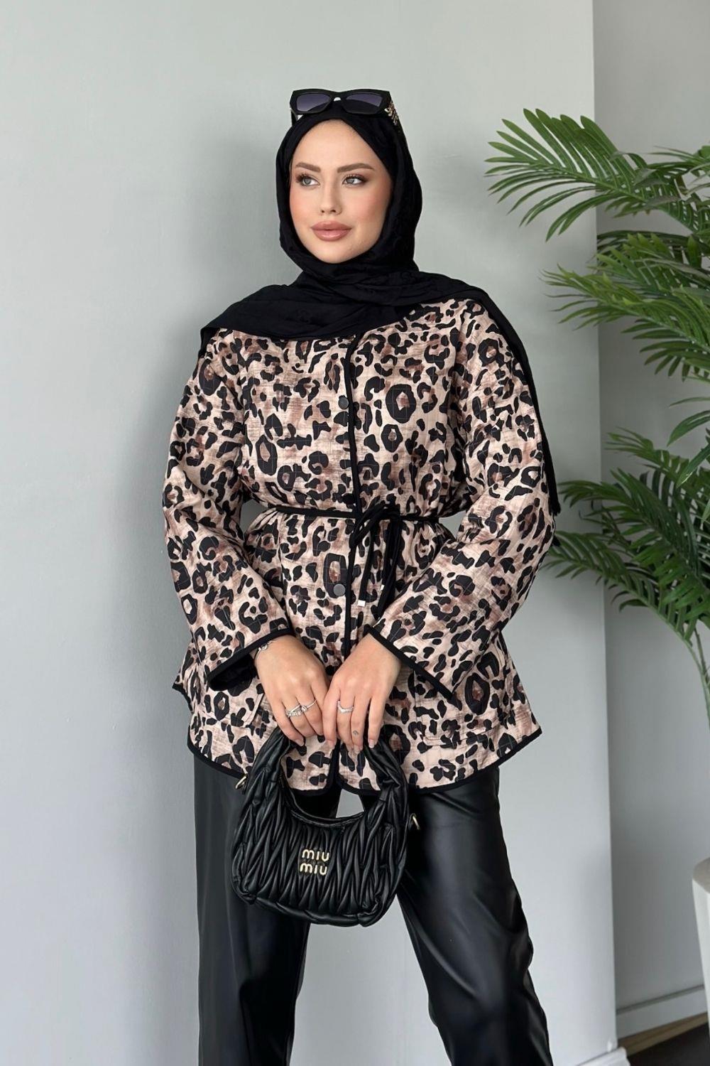 Daniel Leopar Desenli Ceket Siyah 9309 