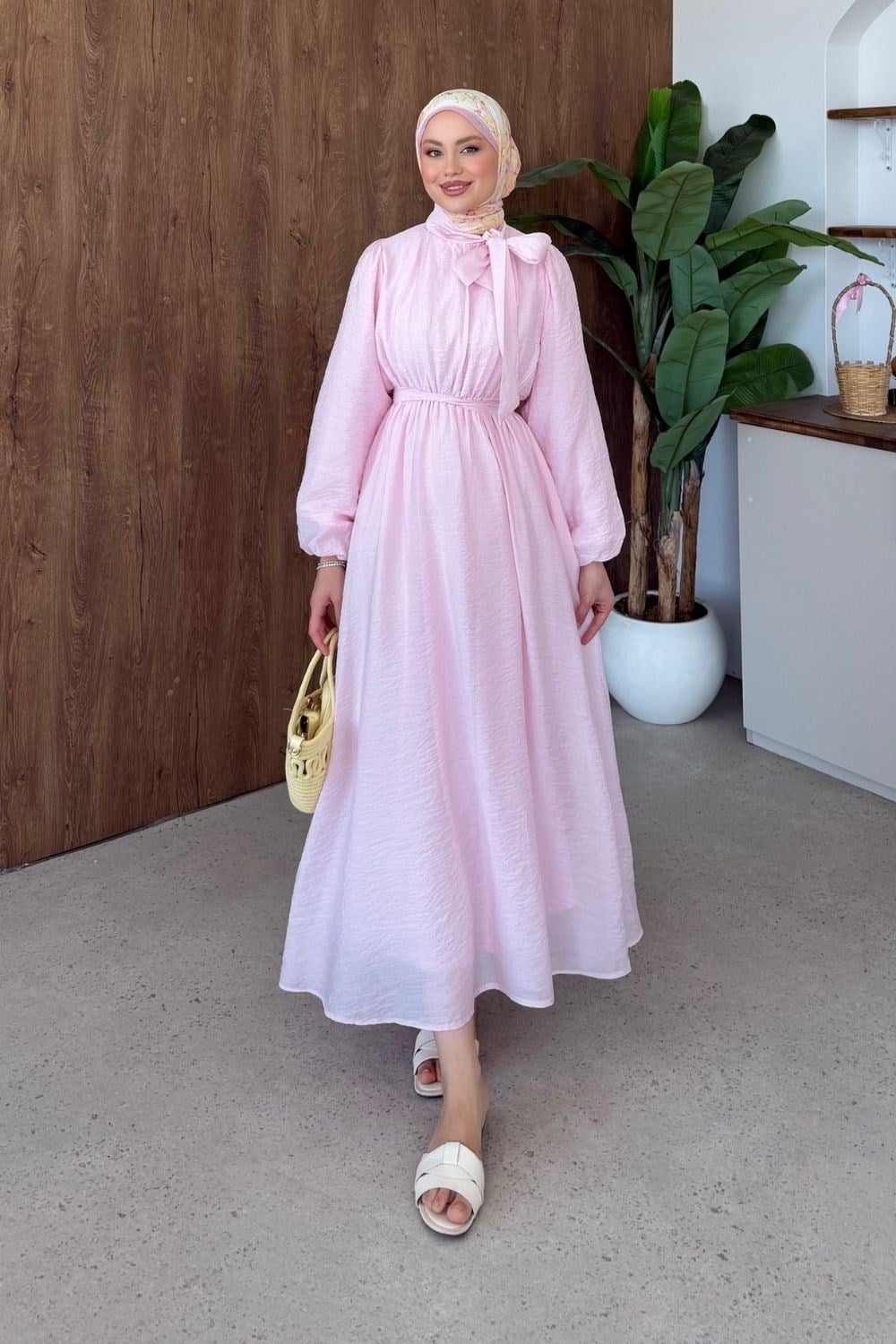 Vanilya Fiyonk Detay Elbise Pembe 9668 