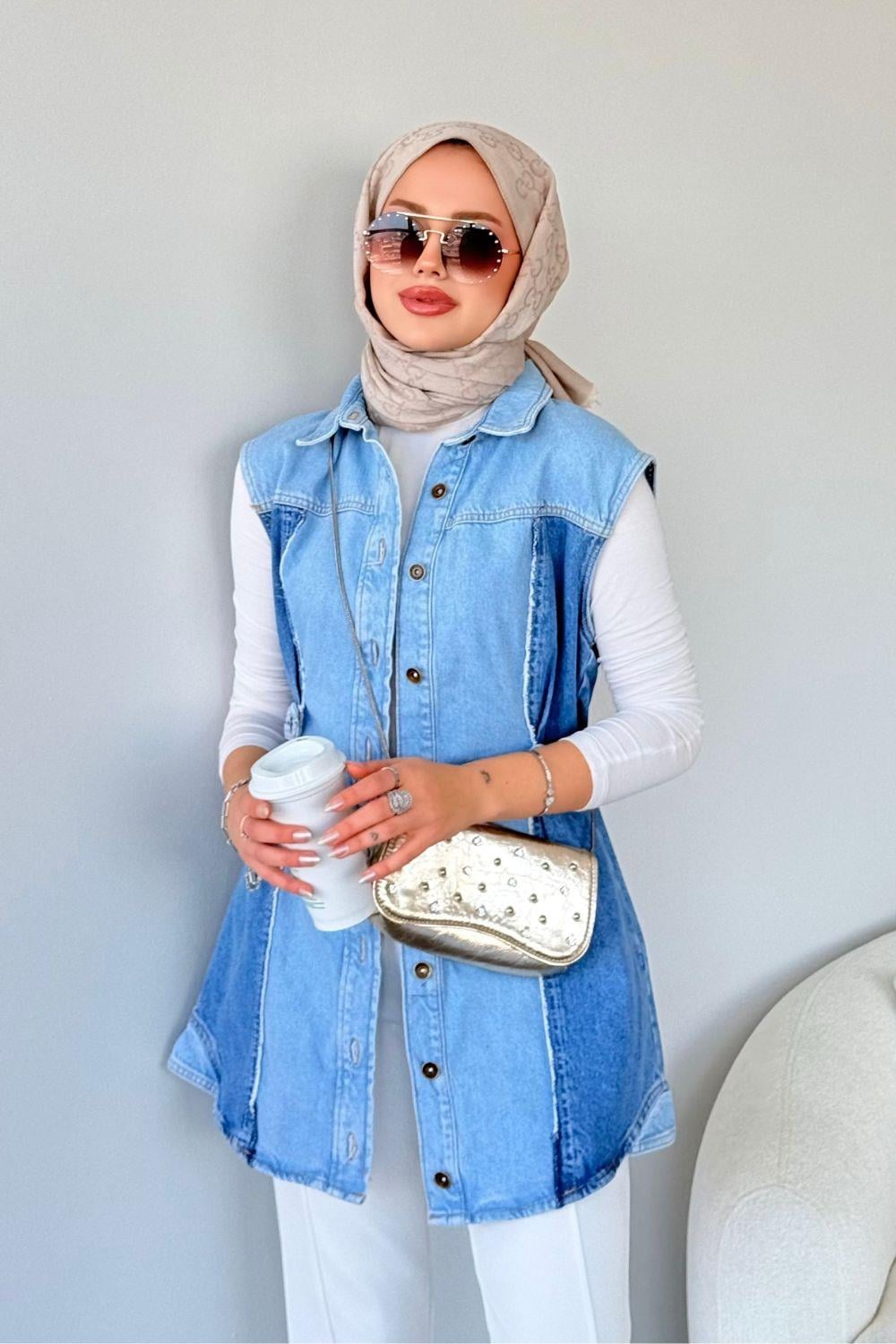 Denim Yelek Mavi 9691 