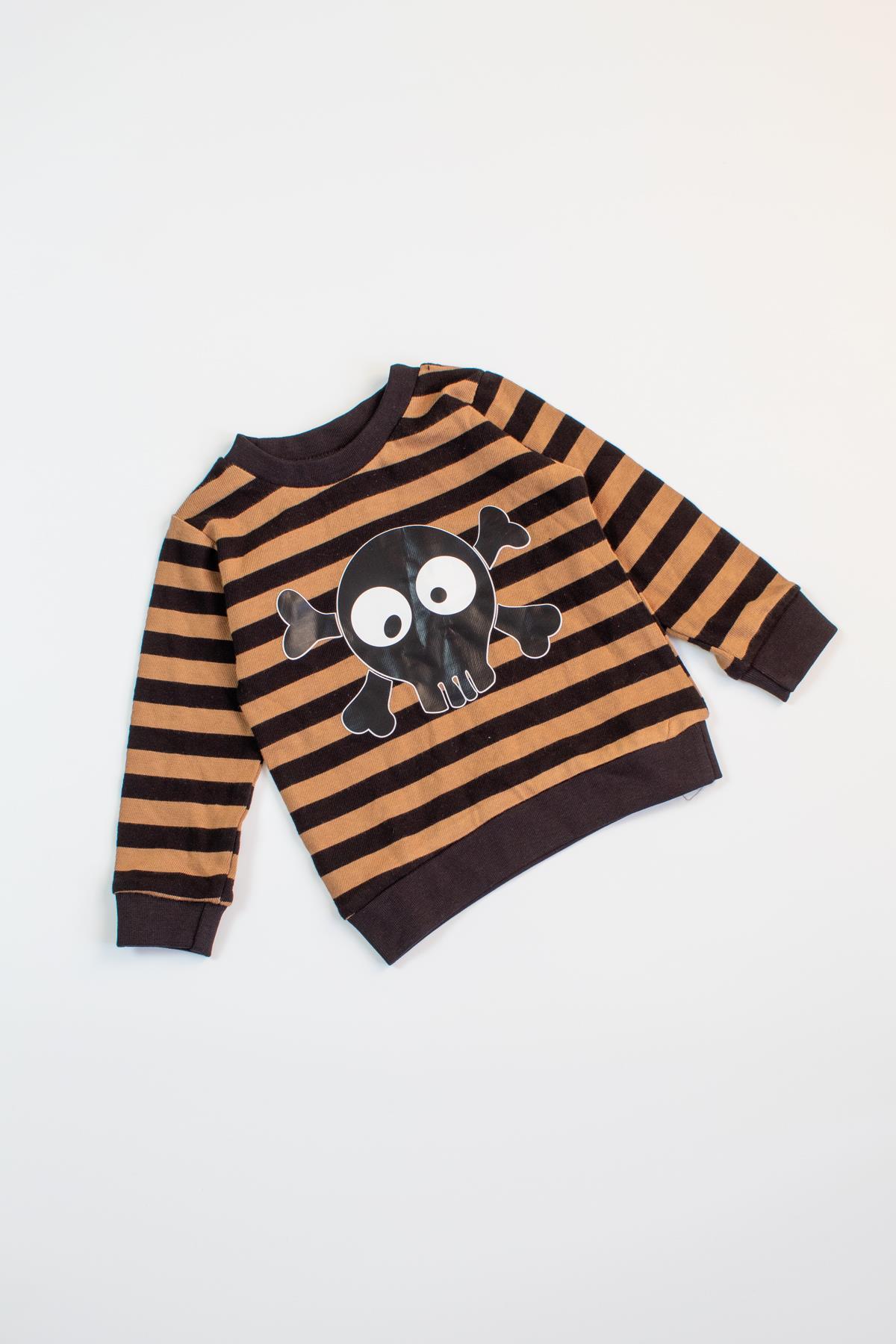 Kahverengi Çizgili SweatshirtOutletKahverengi Çizgili Sweatshirt