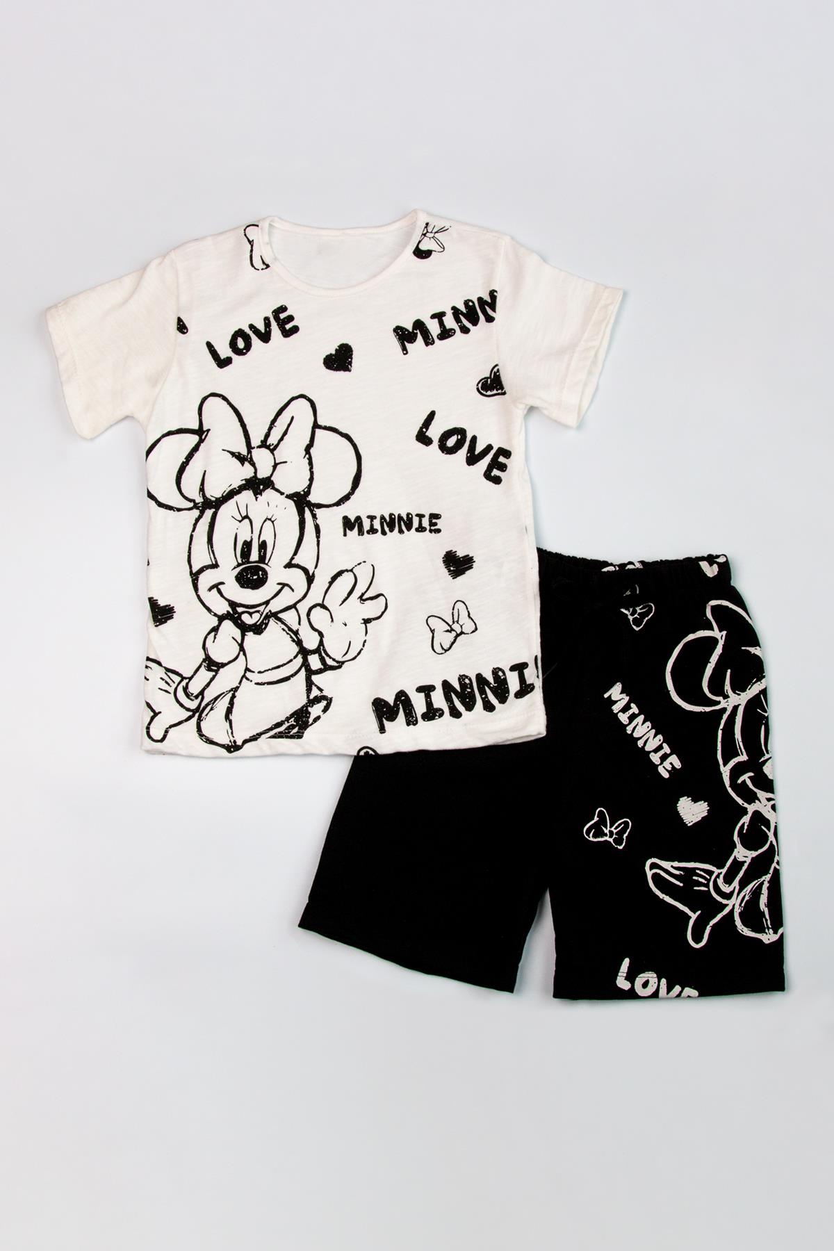 Minnie Baskılı Kız Yazlık TakımKısa TakımMinnie Baskılı Kız Yazlık Takım
