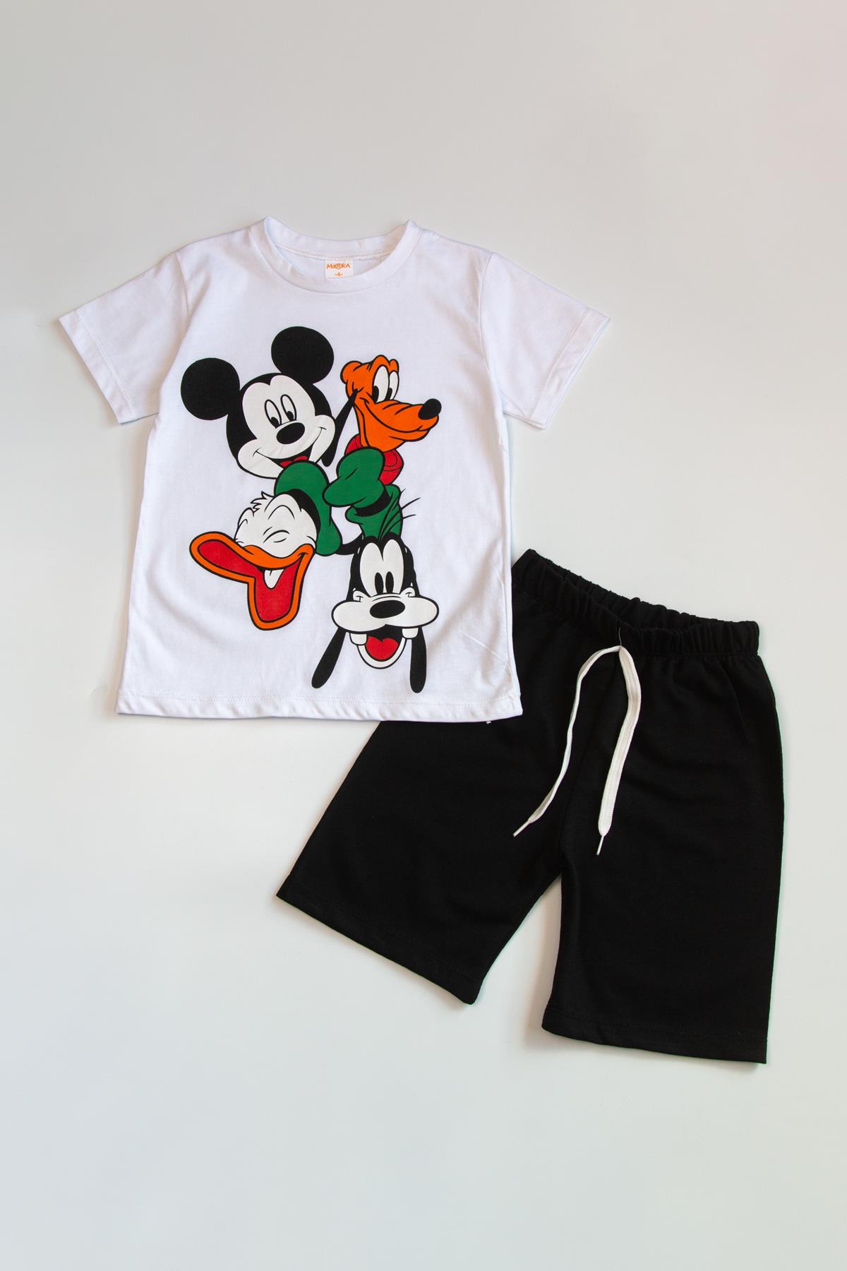 Disney Karakterli Yazlık Takım BeyazKısa TakımDisney Karakterli Yazlık Takım Beyaz