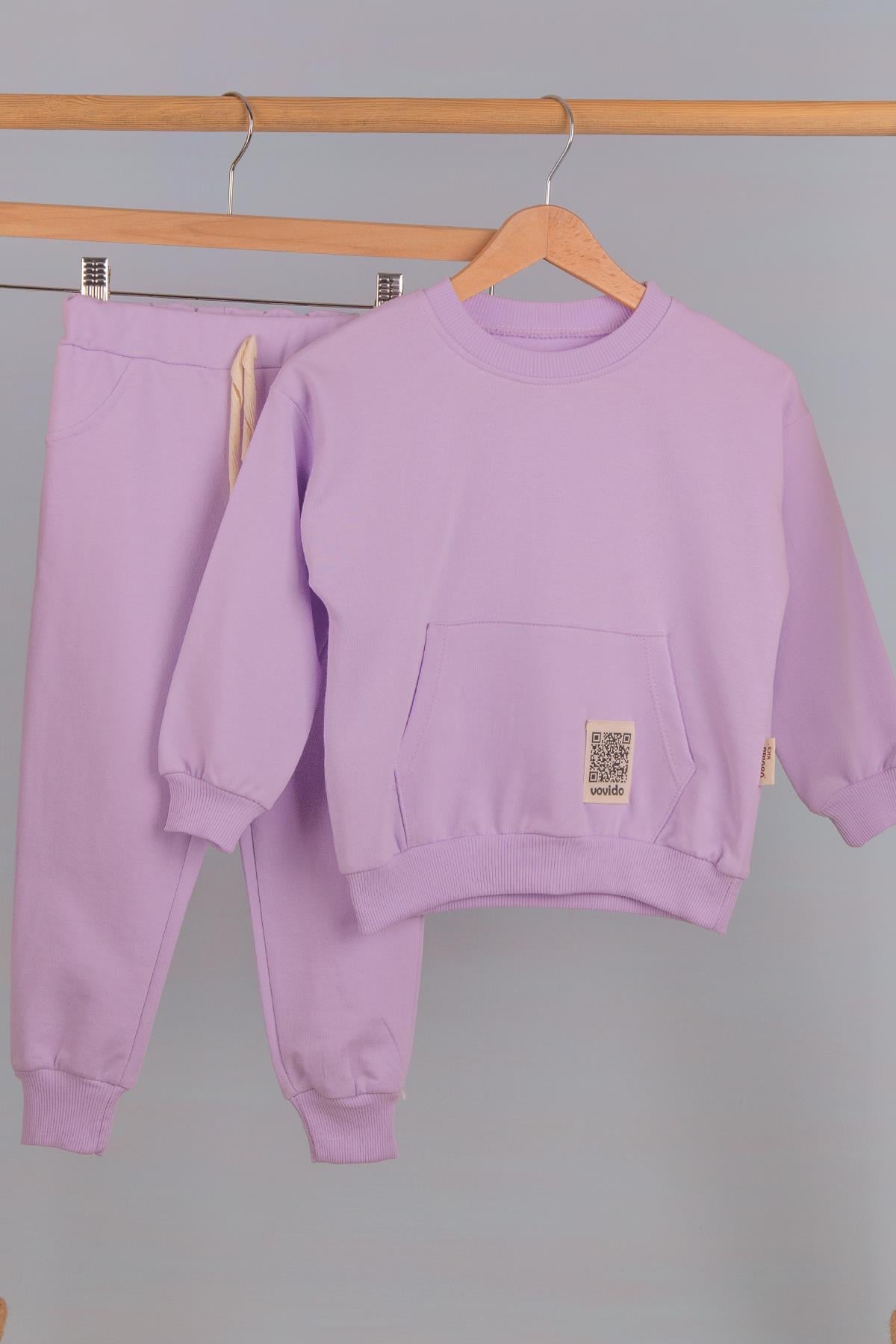Kanguru Cep Organik Basic Takım LilaUzun TakımKanguru Cep Organik Basic Takım Lila