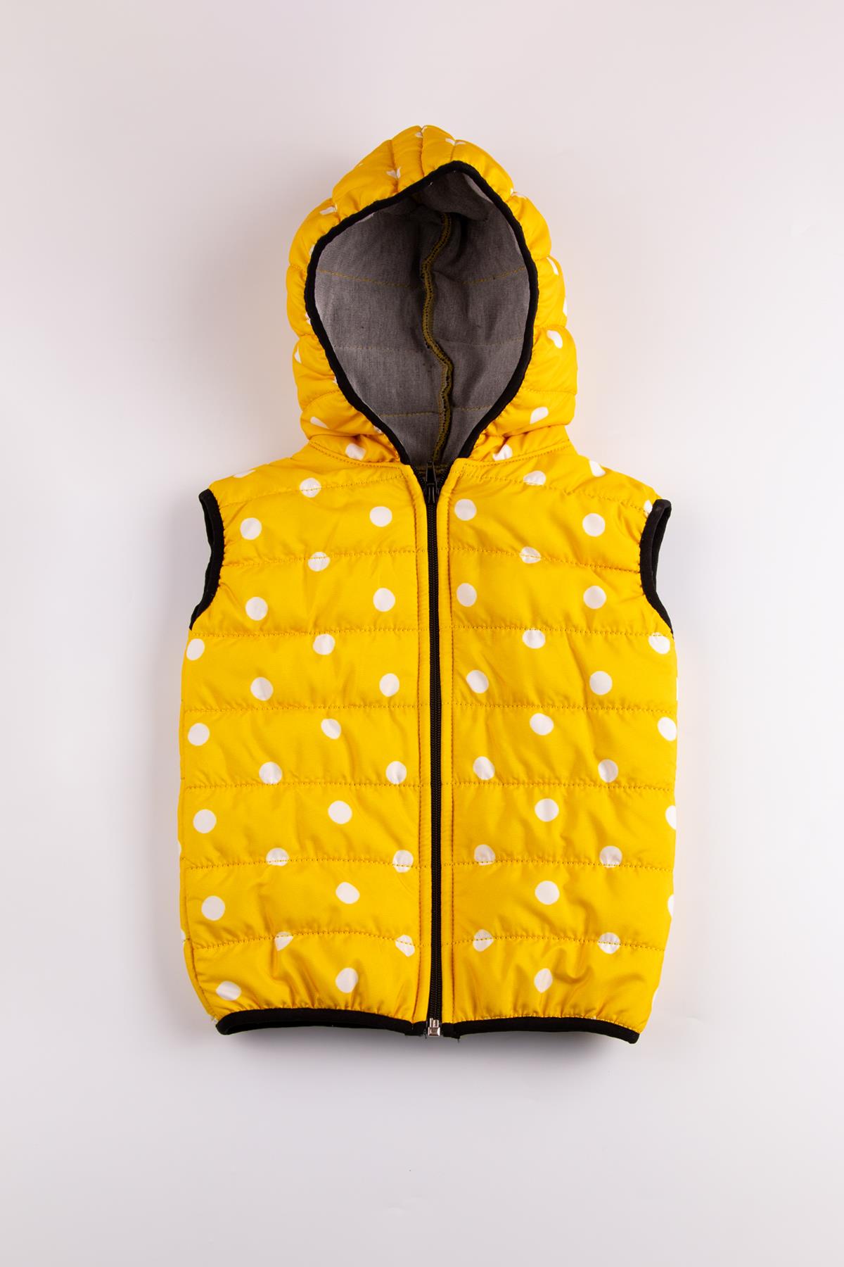 Kapüşonlu Puantiyeli Çocuk Şişme Yelek SarıYelekKapüşonlu Puantiyeli Çocuk Şişme Yelek Sarı