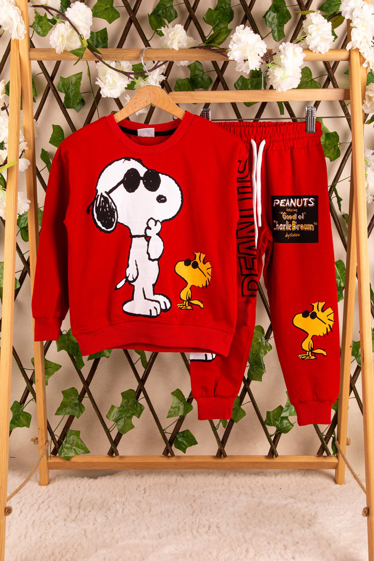 Snoopy Baskılı Mevsimlik Kırmızı TakımUzun TakımSnoopy Baskılı Mevsimlik Kırmızı Takım