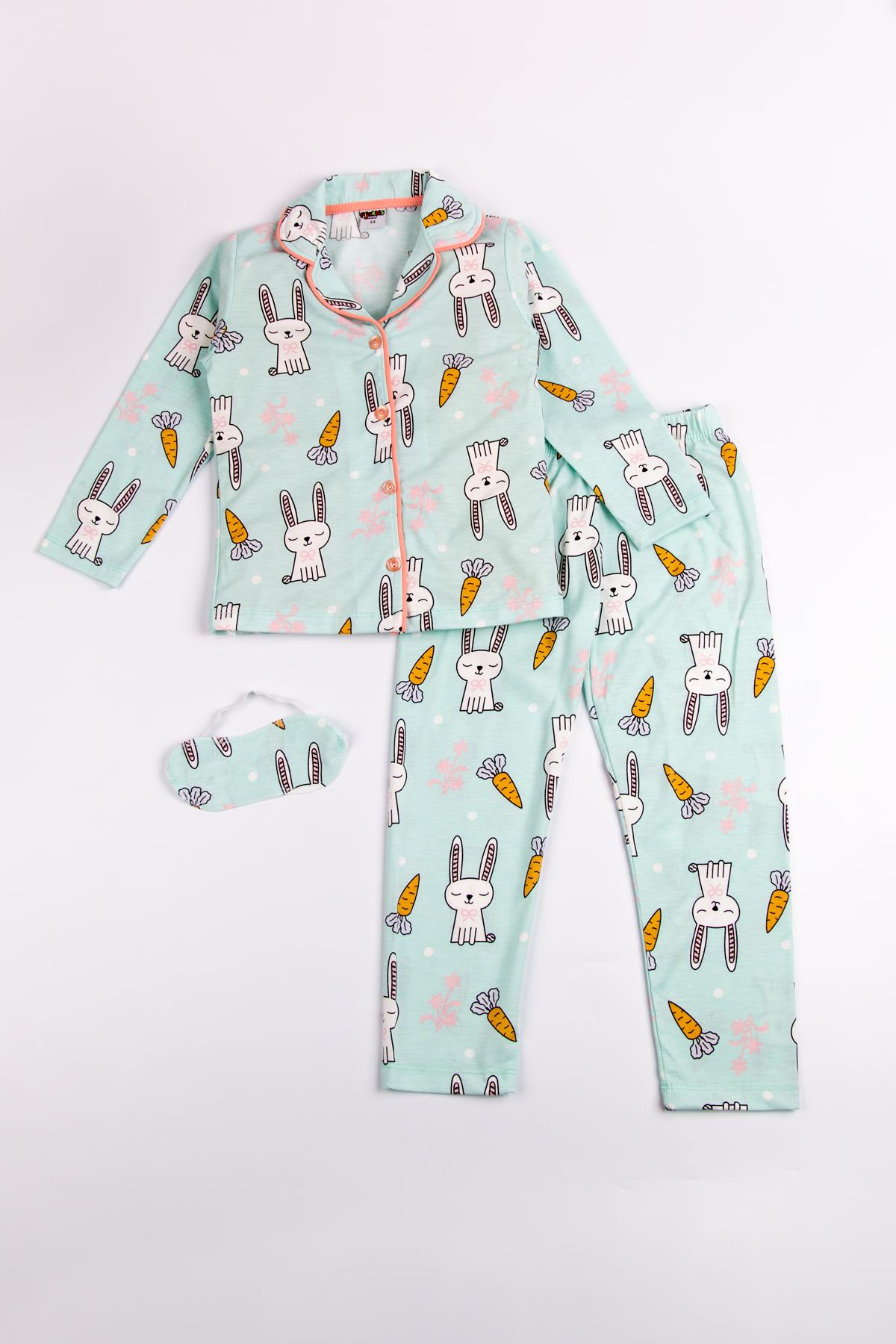 Turkuaz Önü Düğmeli Pijama TakımıUzun TakımTurkuaz Önü Düğmeli Pijama Takımı