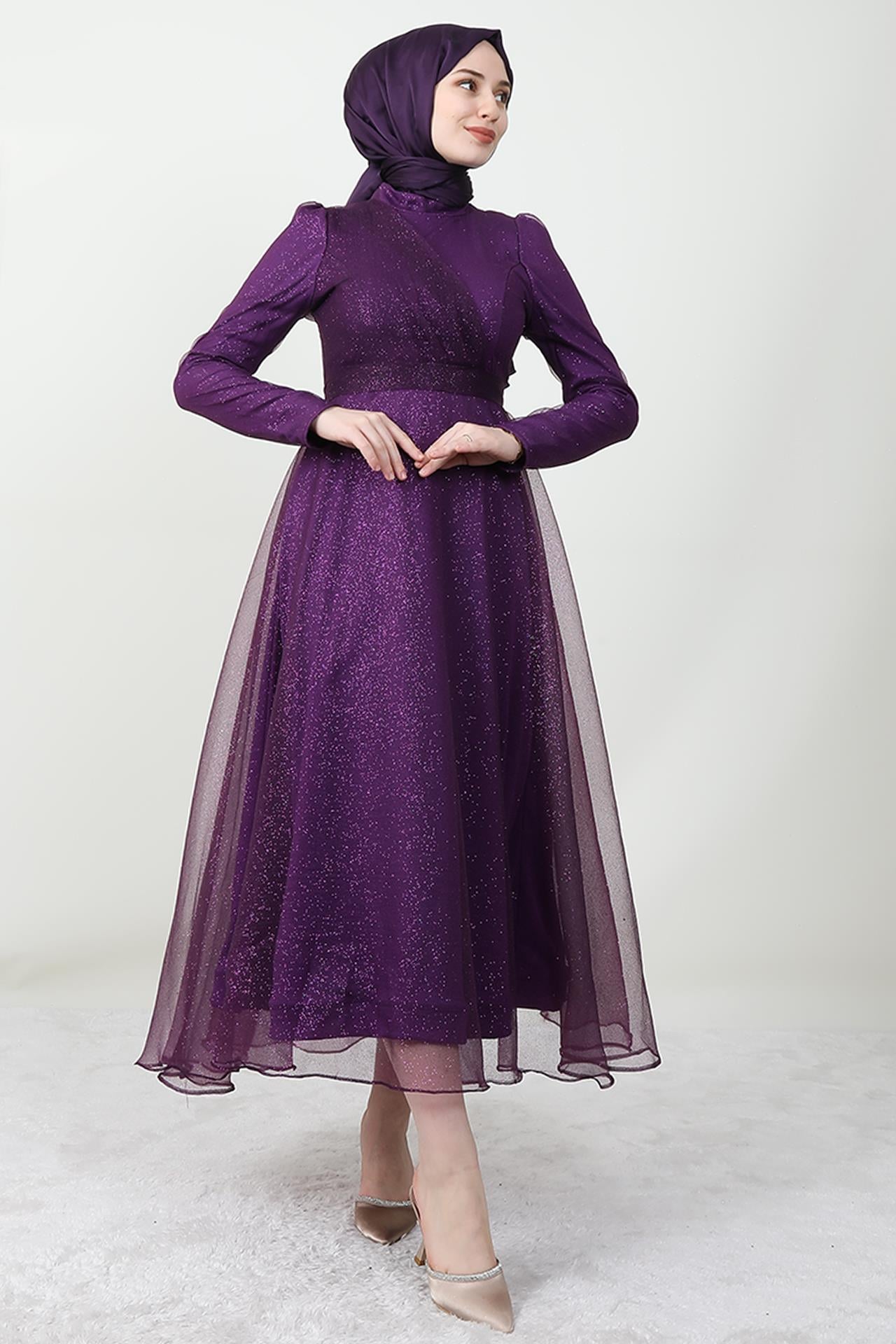 Alara Tesettür Abiye Mor