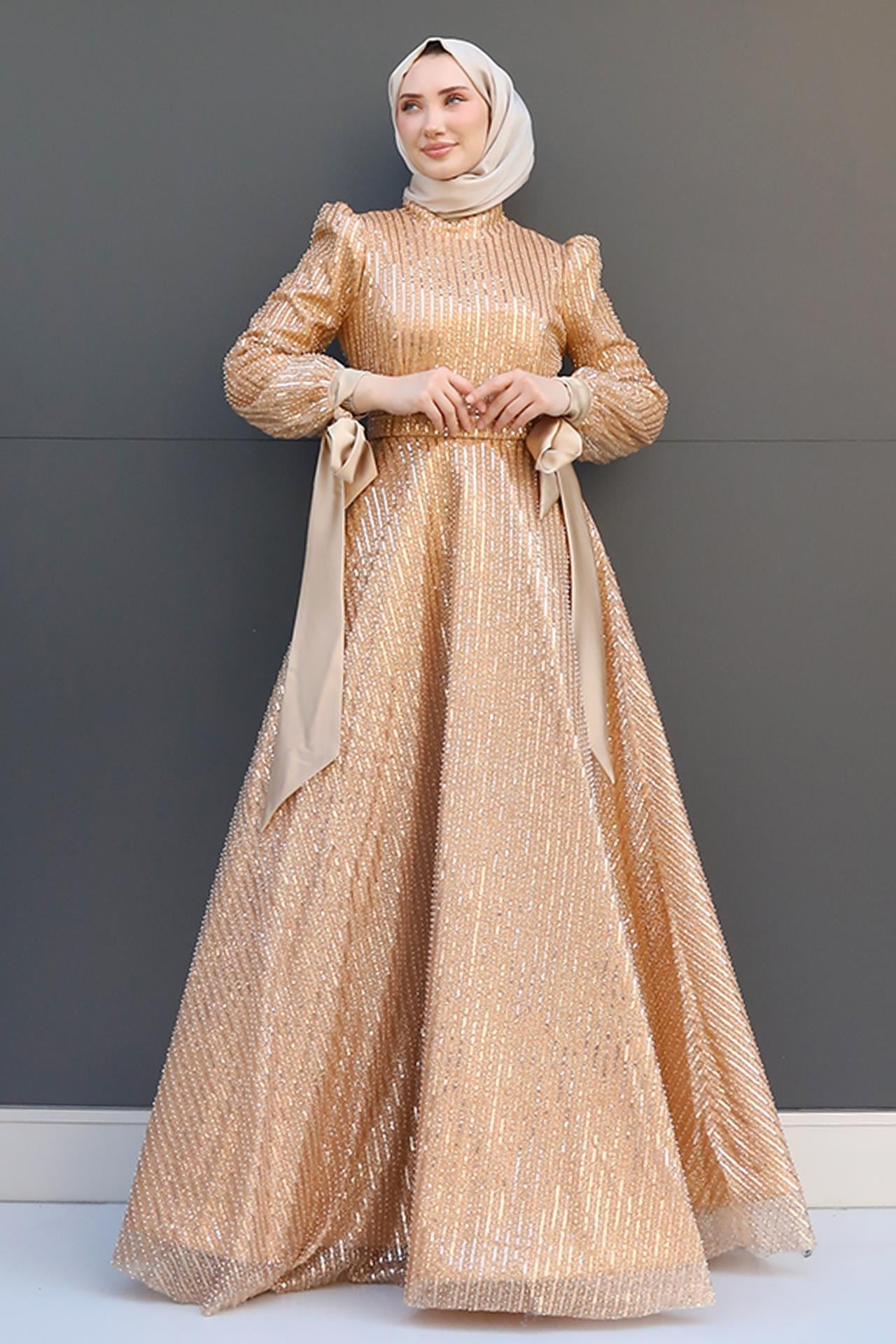 Arzu Tesettür Abiye Gold