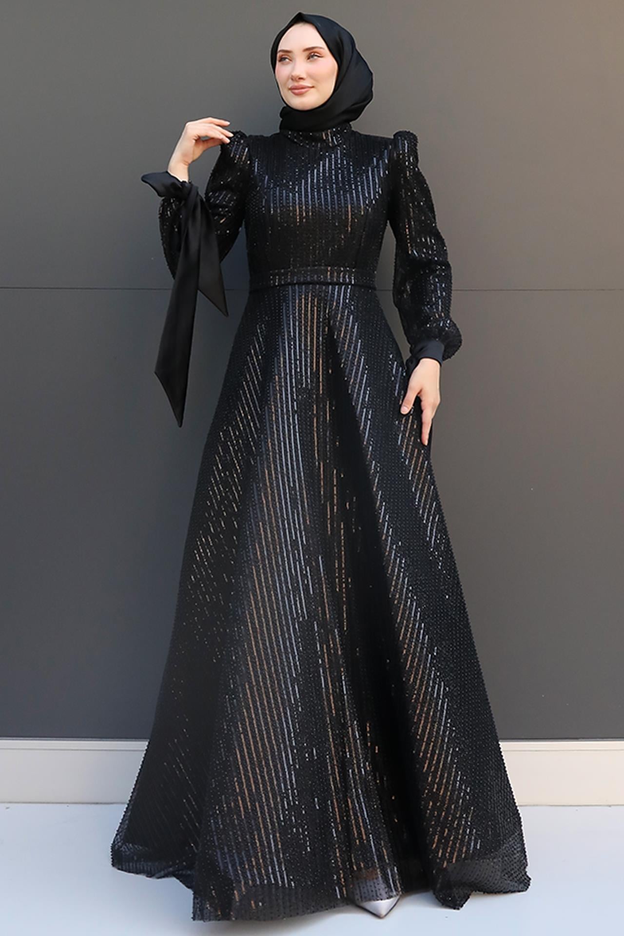 Arzu Tesettür Abiye Siyah
