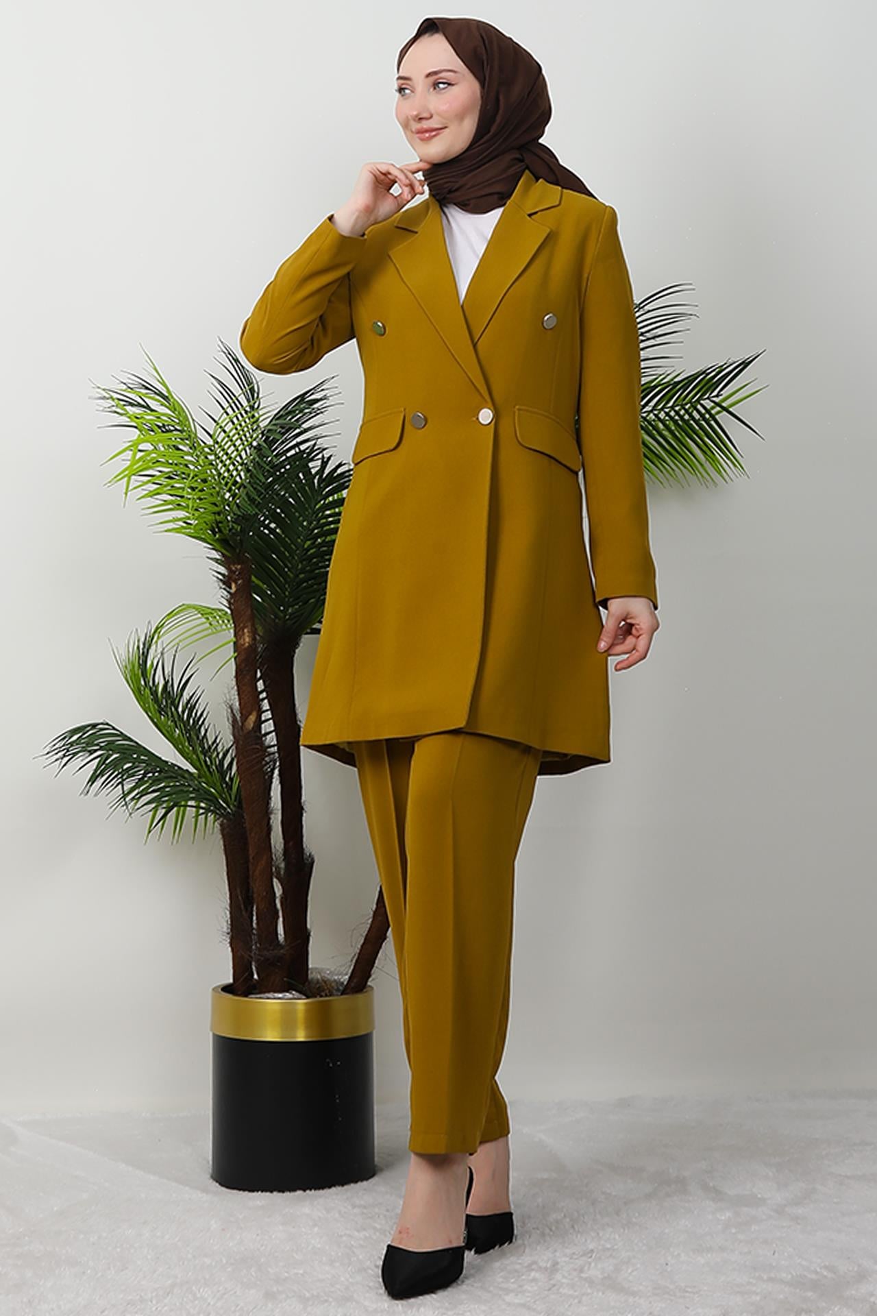 Blazer Ceket Takım Hardal