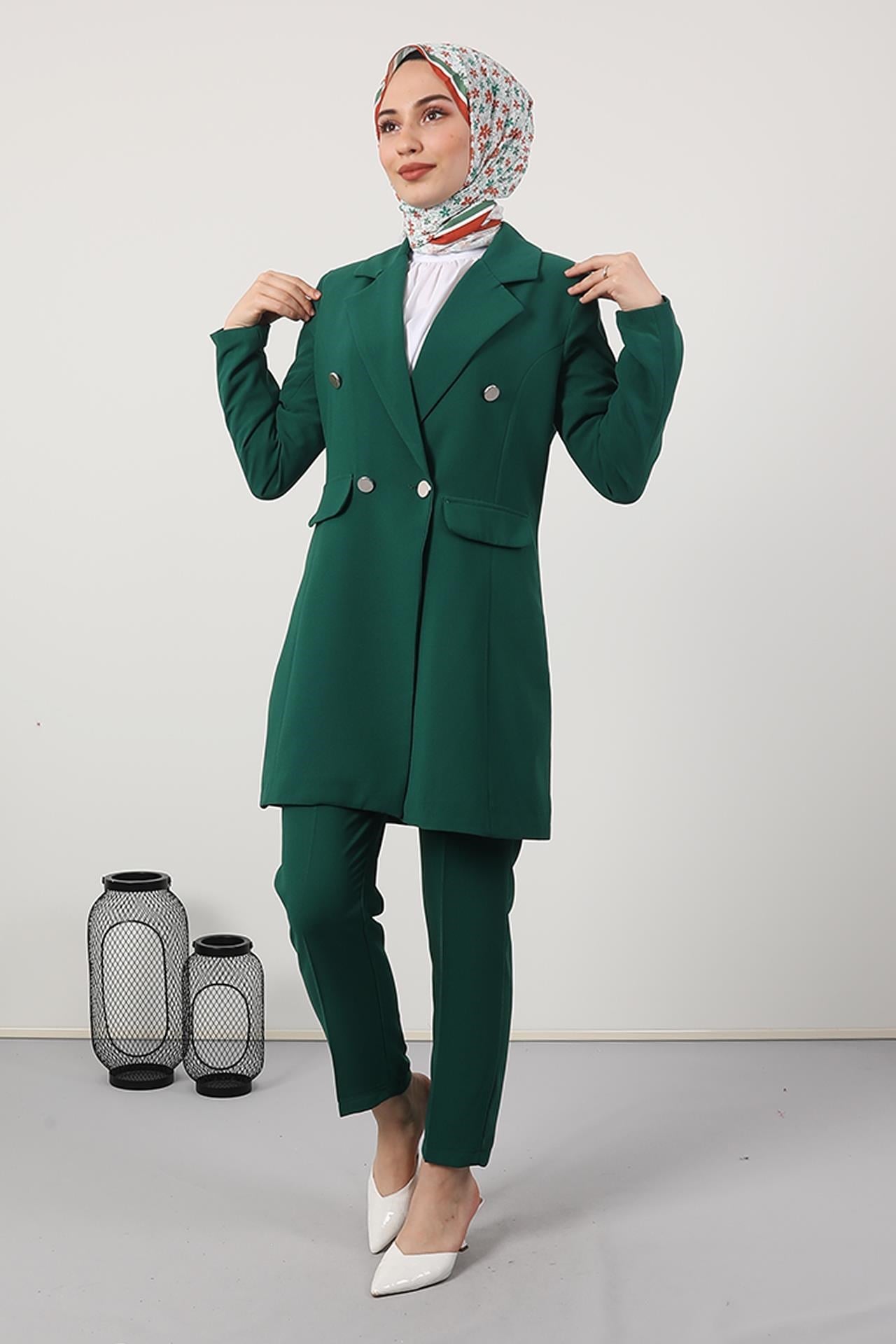 Blazer Ceket Takım Yeşil