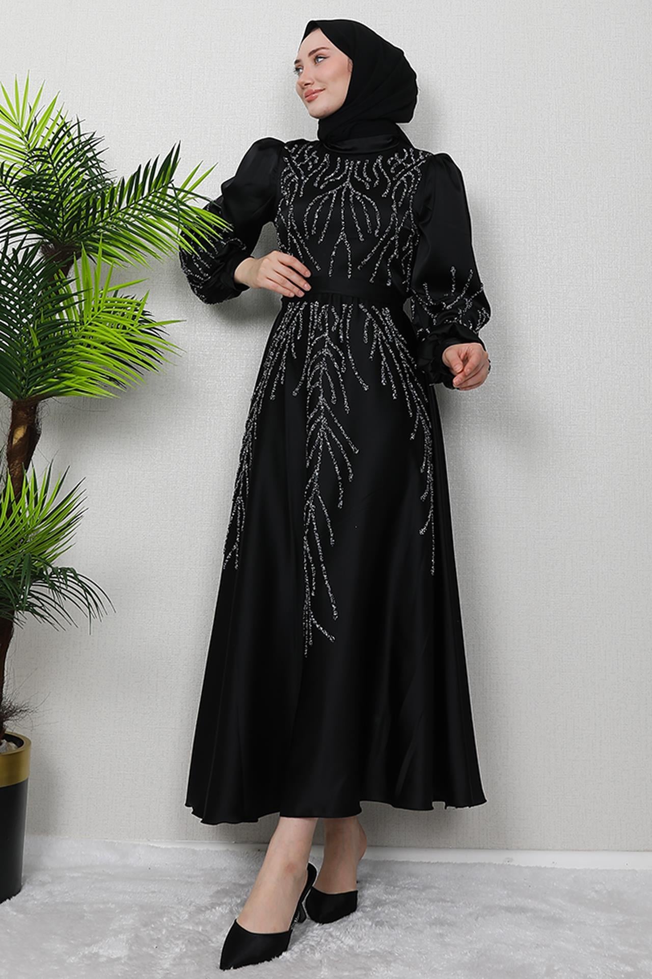 Buğlem Taşlı Abiye Siyah