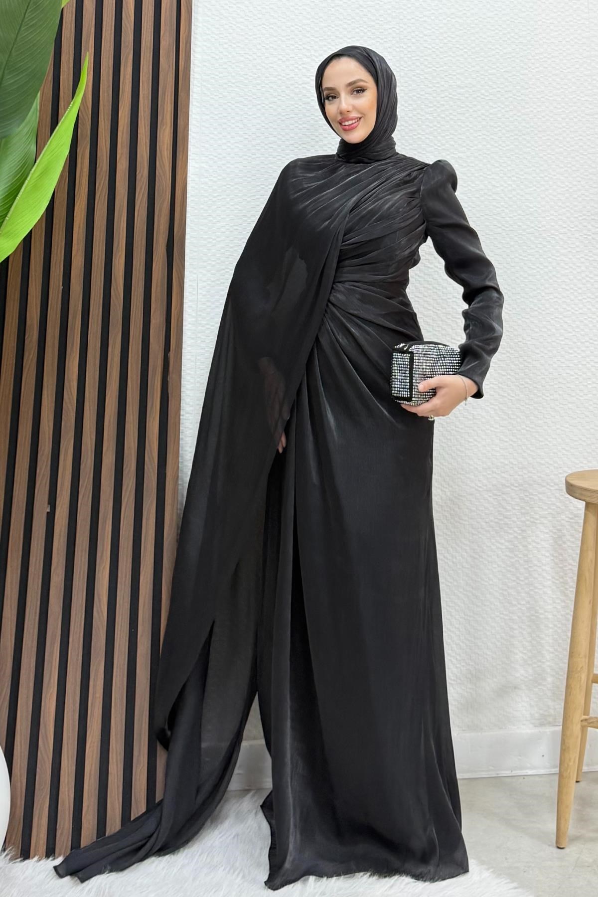 Burcu Tesettür Abiye Siyah