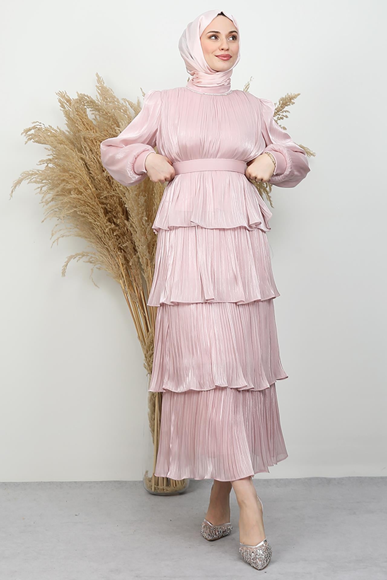Kayla Takım Abiye Soft Pembe