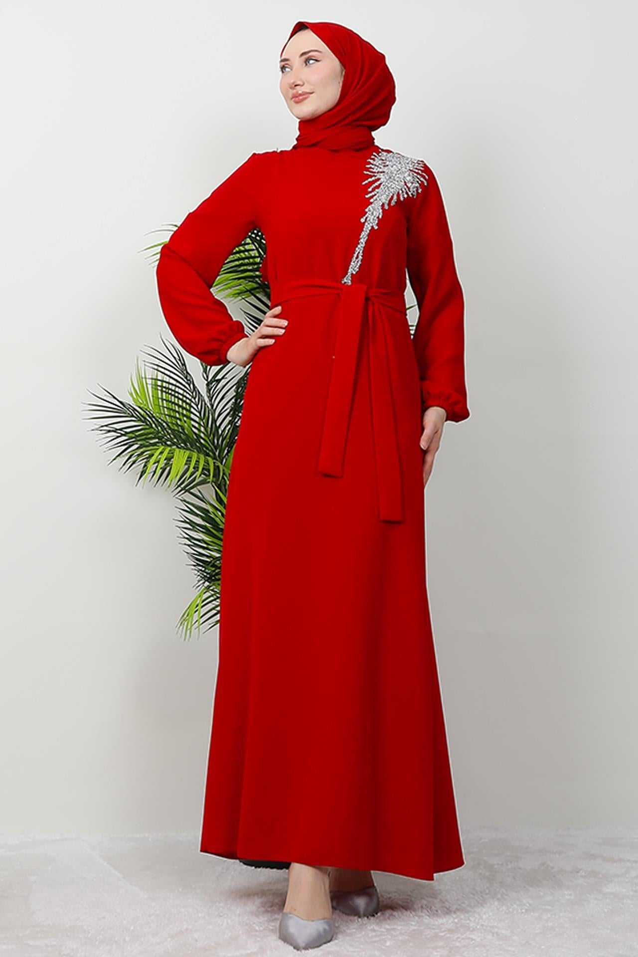 Sinem Tesettür Elbise Kırmızı