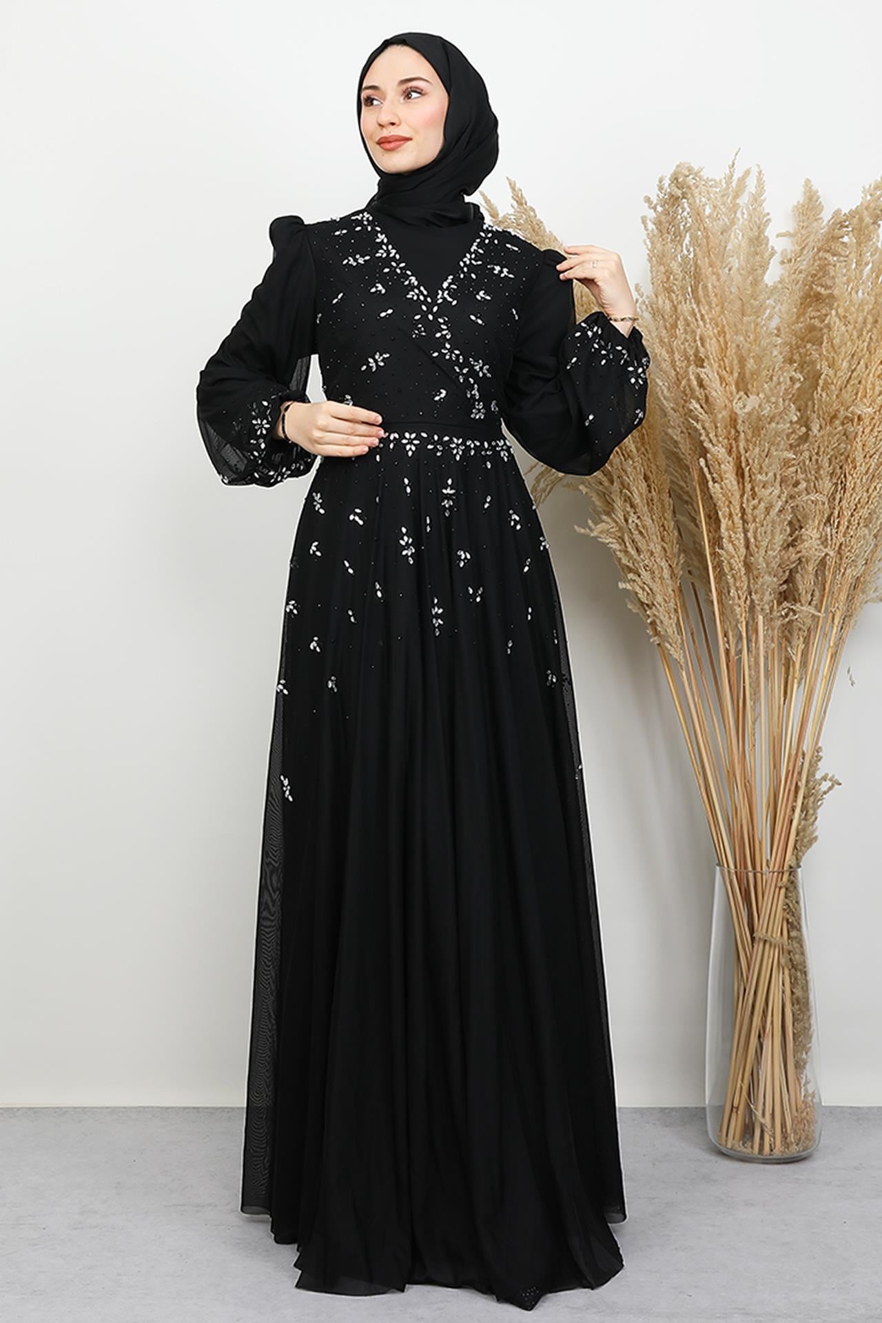 Şirin Tül Abiye Siyah