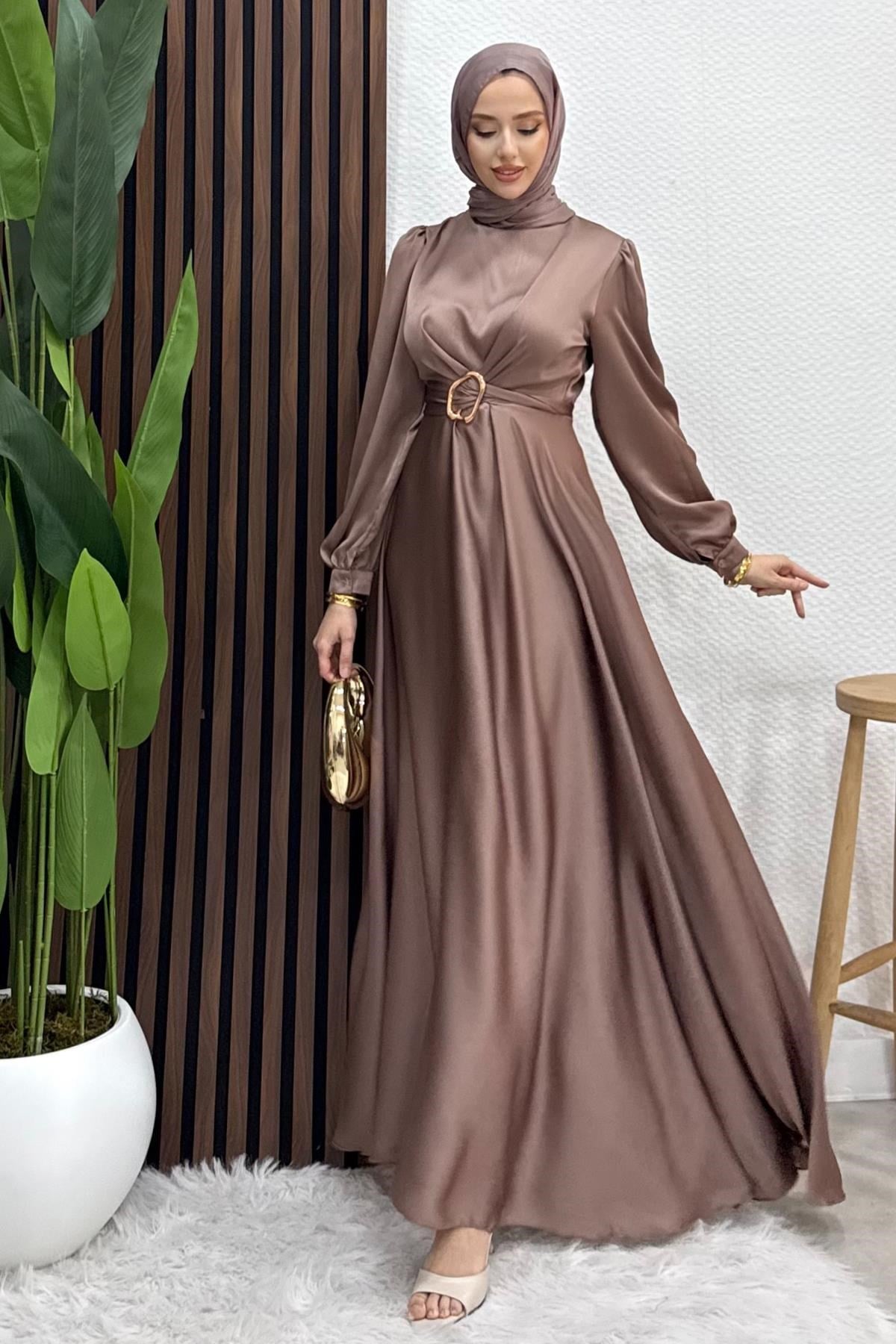 Tokalı Çapraz Bağlama Abiye Pudra
