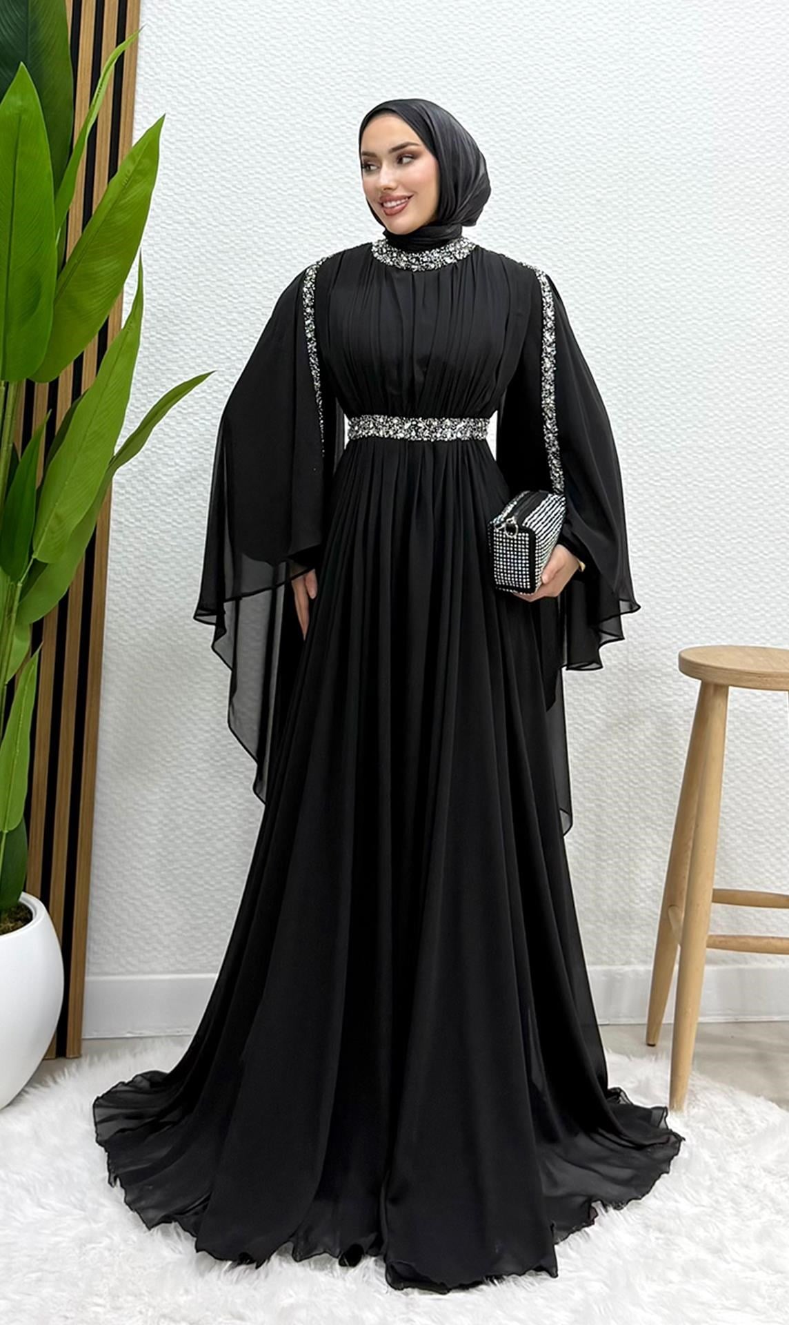 Tutku Şifon Abiye Siyah