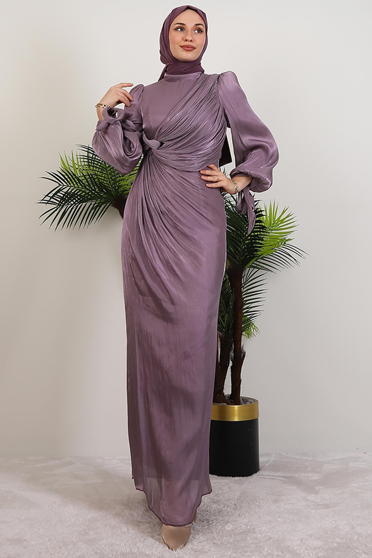 Umay Tesettür Abiye Soft Lila