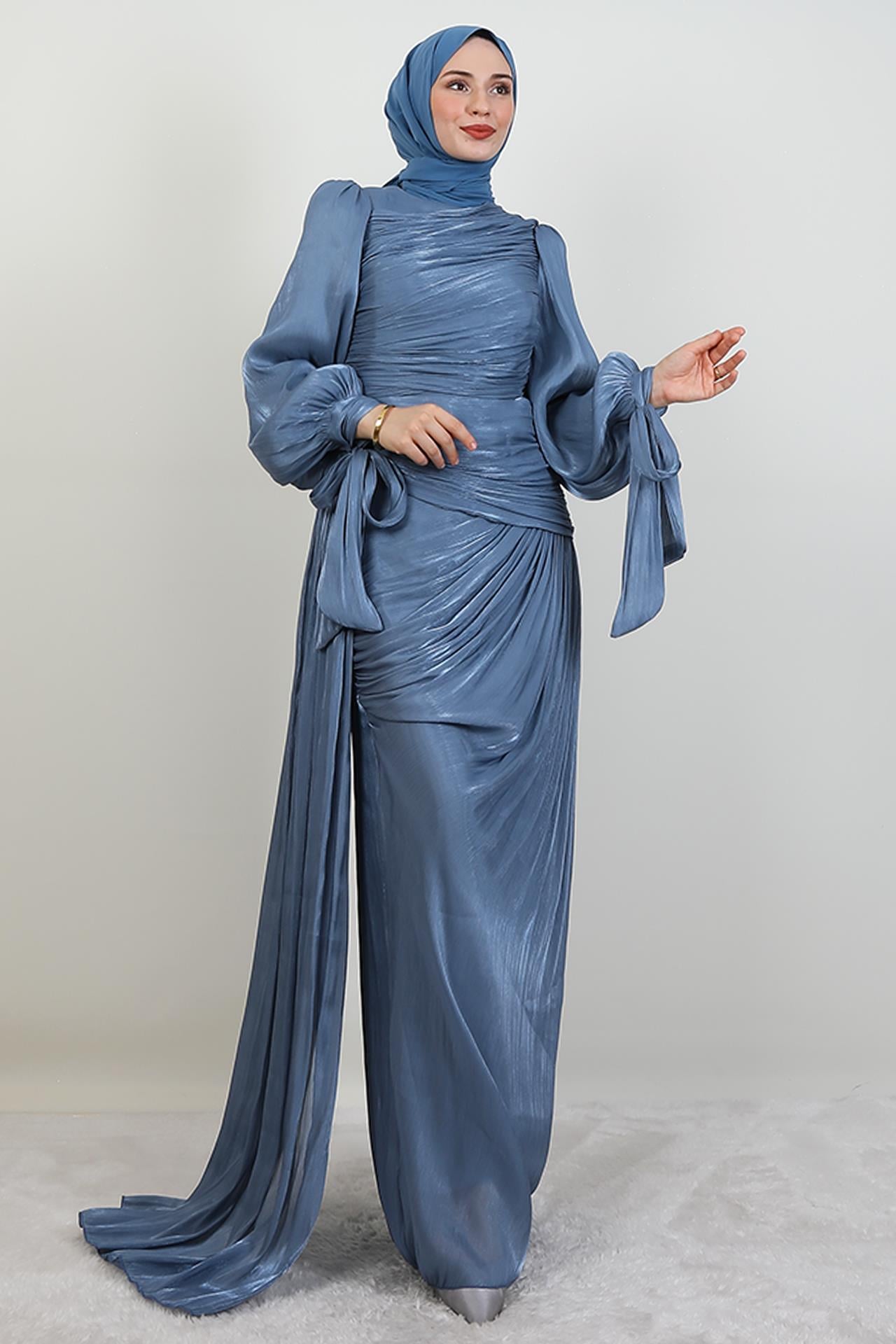 Afra İpek Abiye İndigo