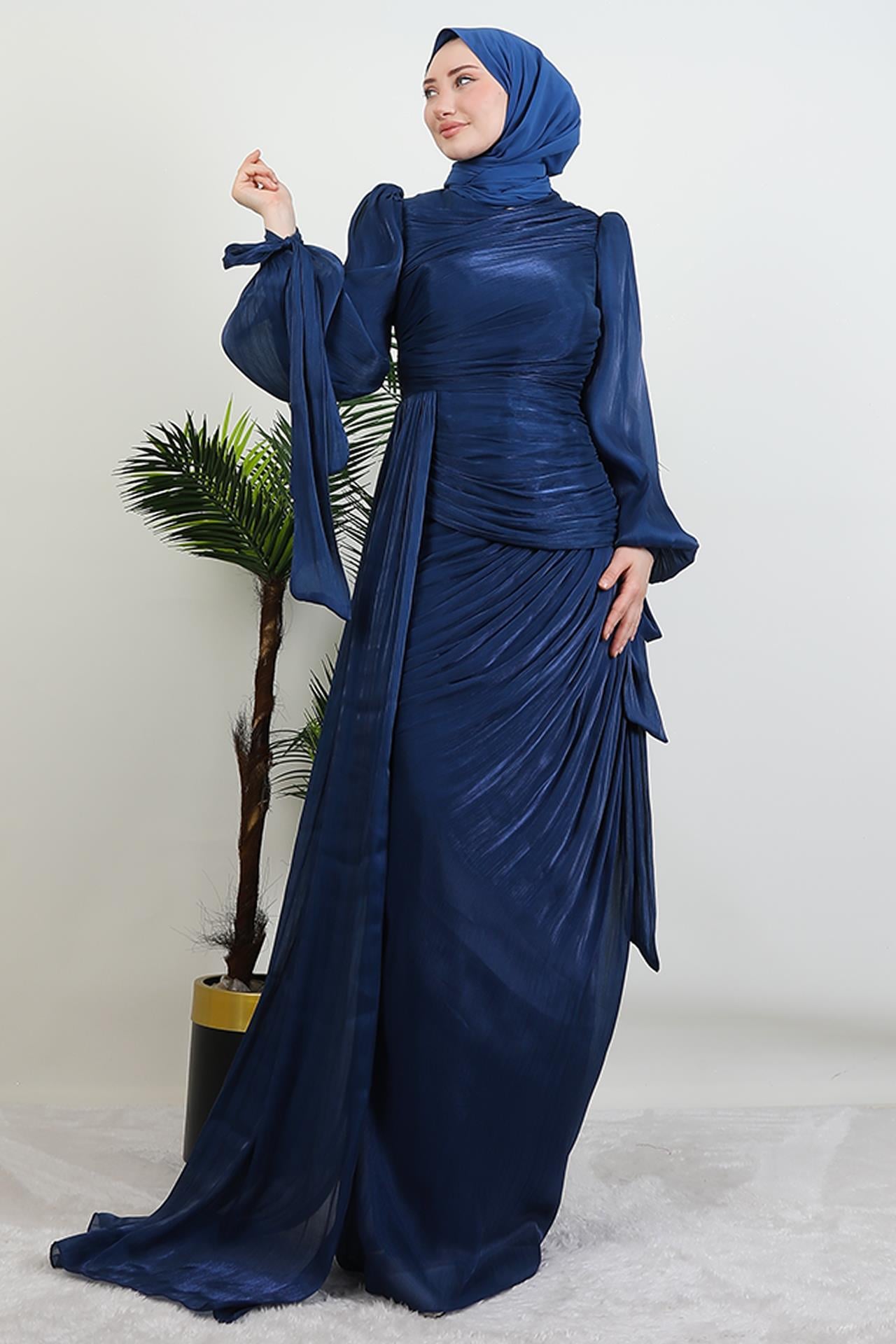 Afra İpek Abiye Lacivert