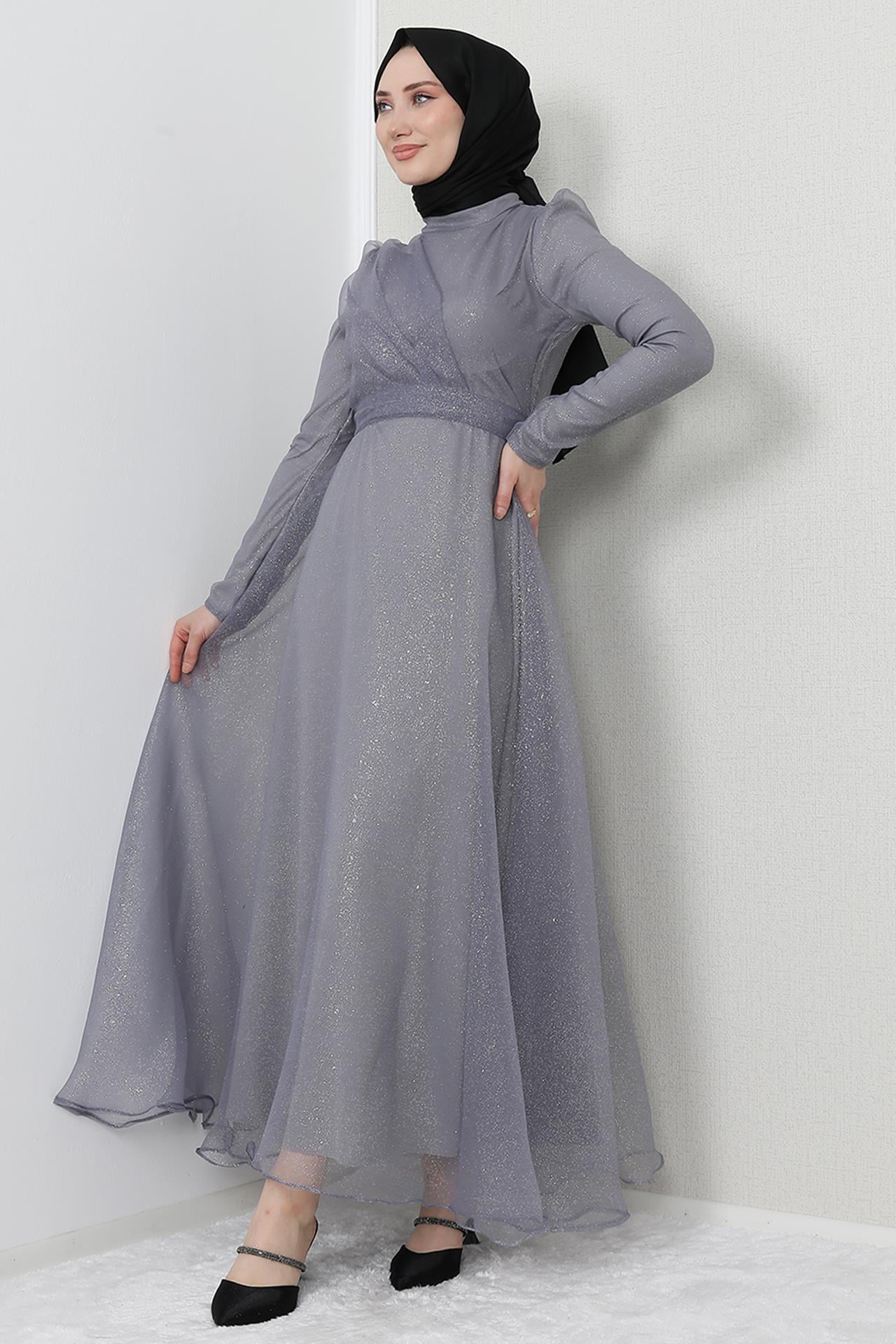 Alara Tesettür Abiye Gri