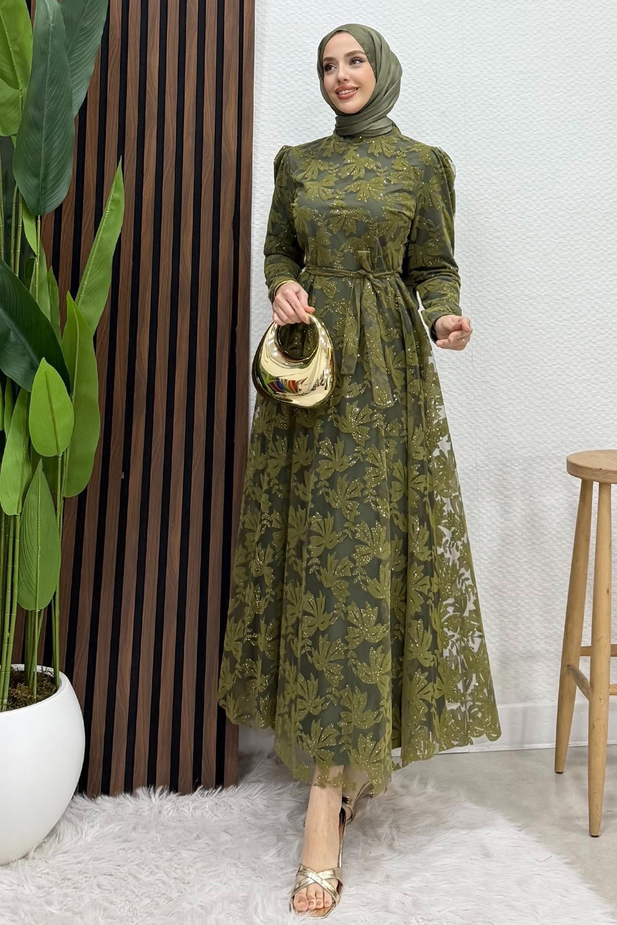 Anastasia Tül Abiye Haki
