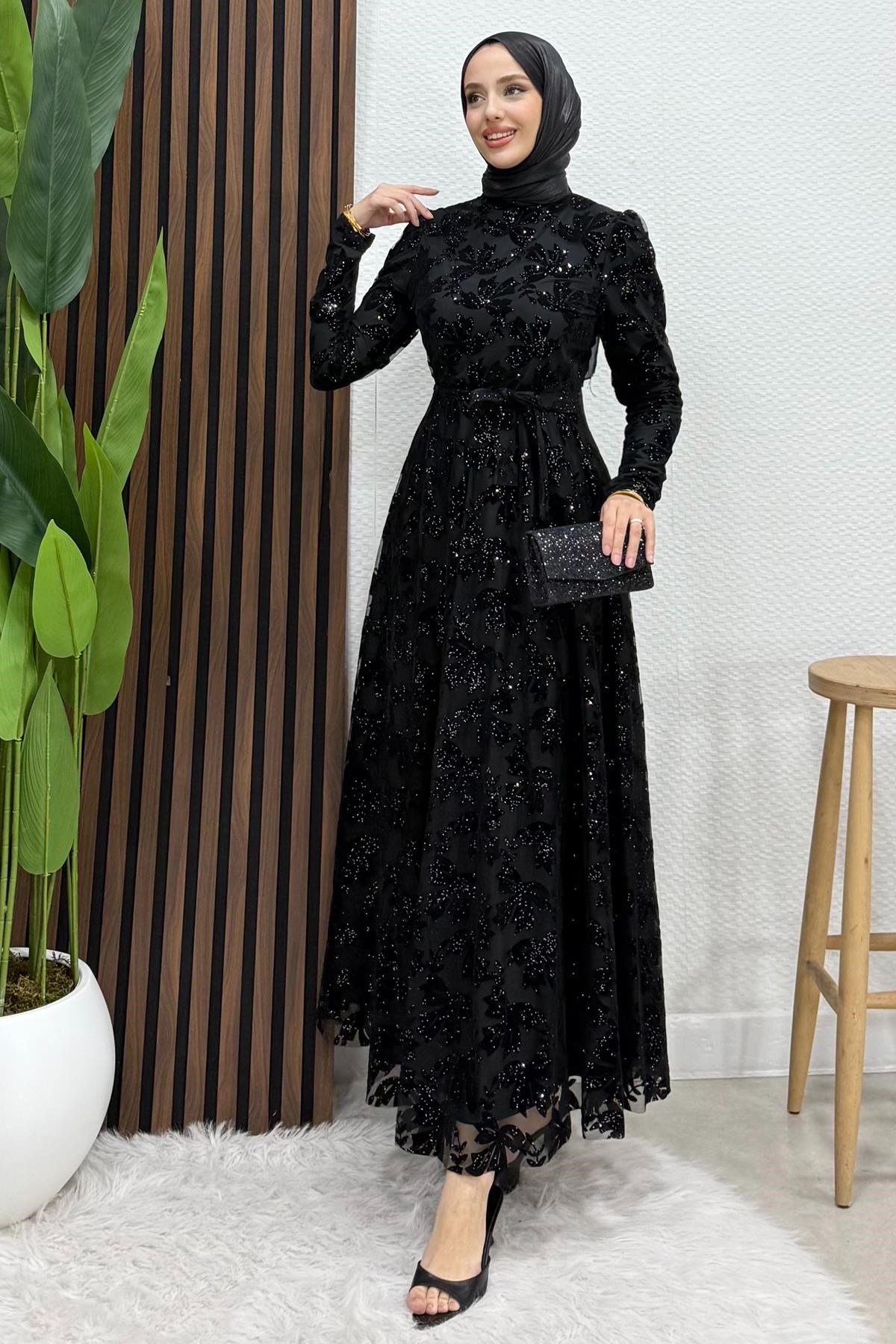 Anastasia Tül Abiye Siyah